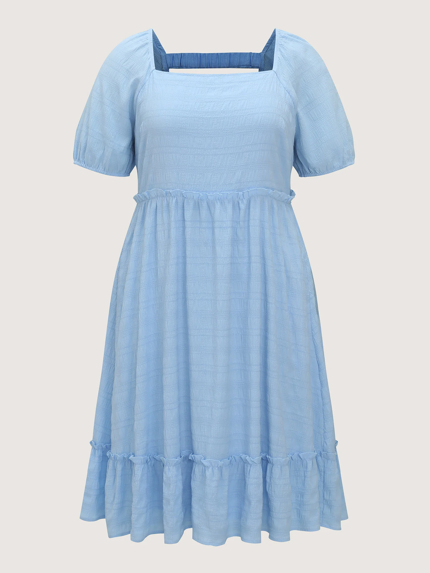 Shirred Open Back Ruffled Hem Midi Dress - Image 8