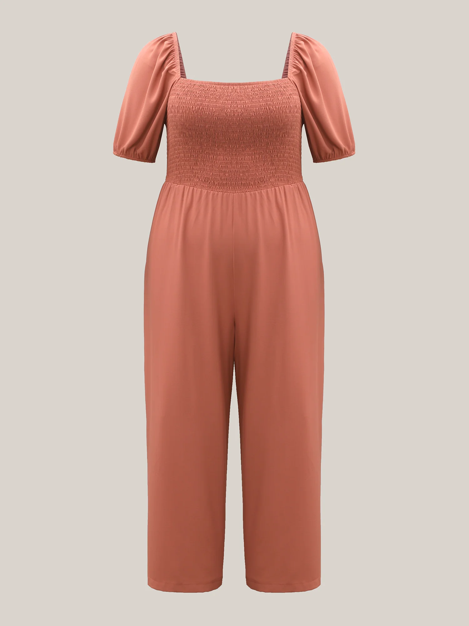Shirred Puffy Sleeve Pockets Jumpsuit - Image 5