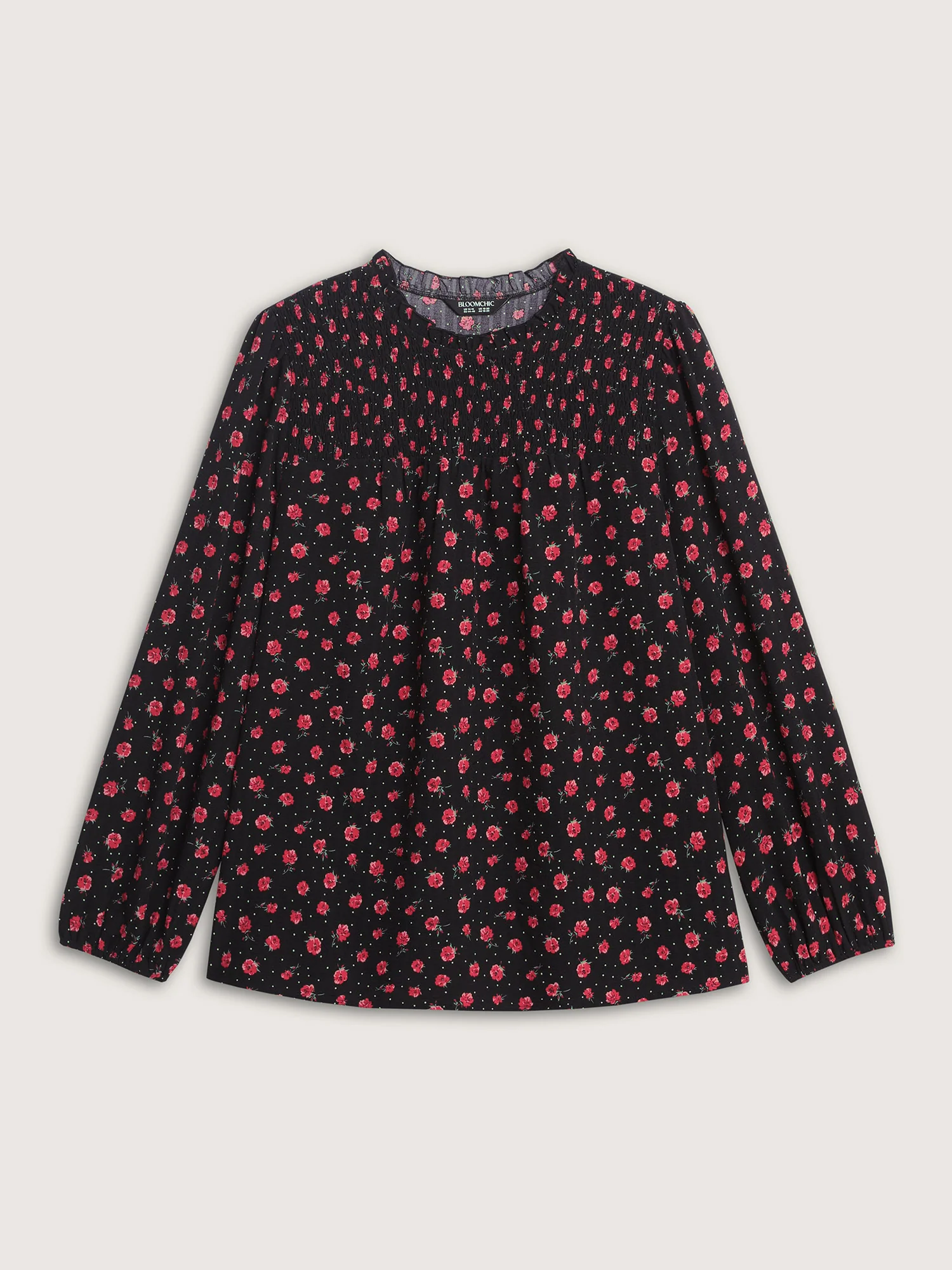 Shirred Ruffled Collar Floral Blouse - Image 7