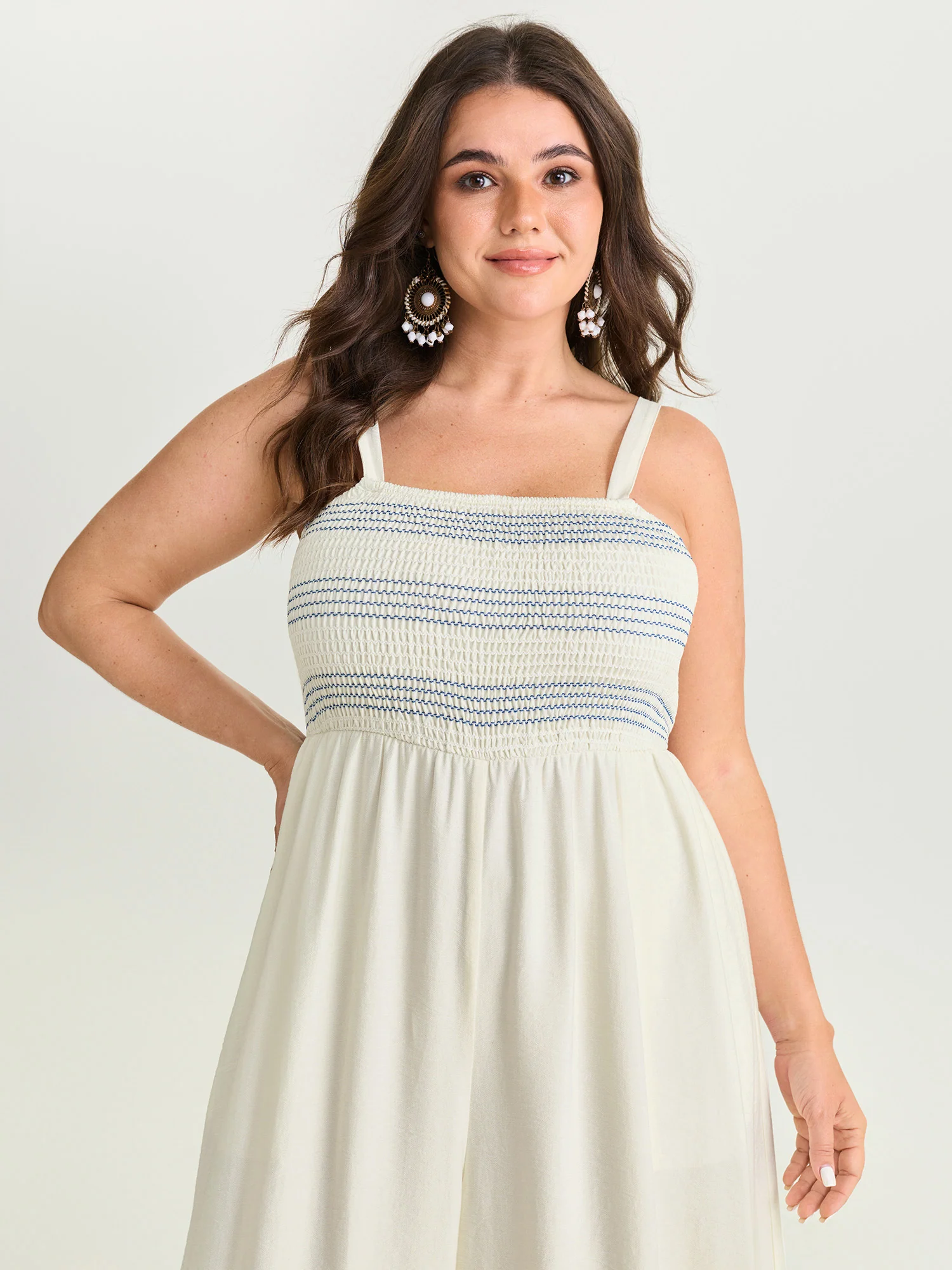 Shirred Sleeveless Wide Leg Jumpsuit - Image 2