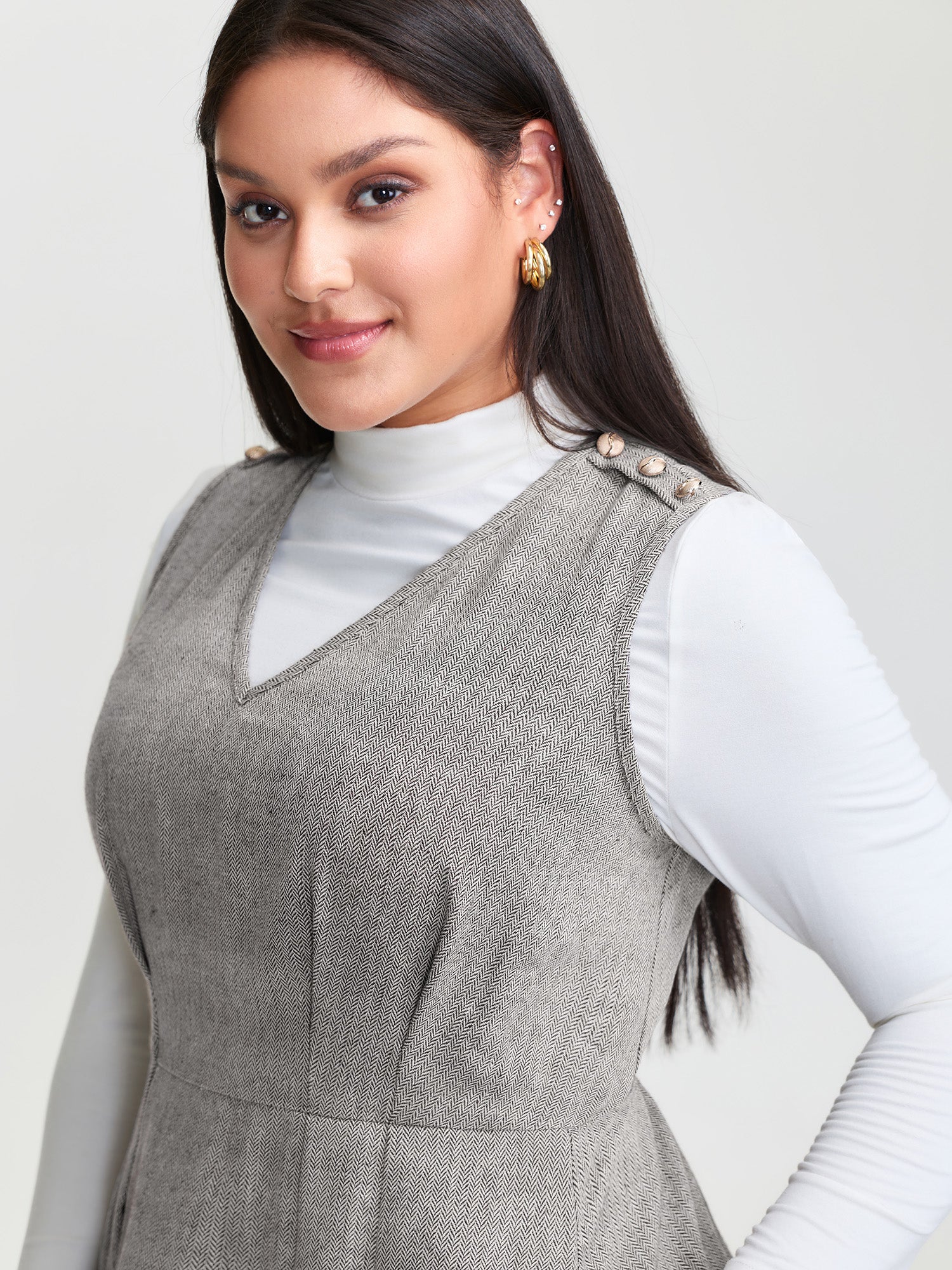 Shirred Stretchy Fit and Flare Midi Dress - Image 2