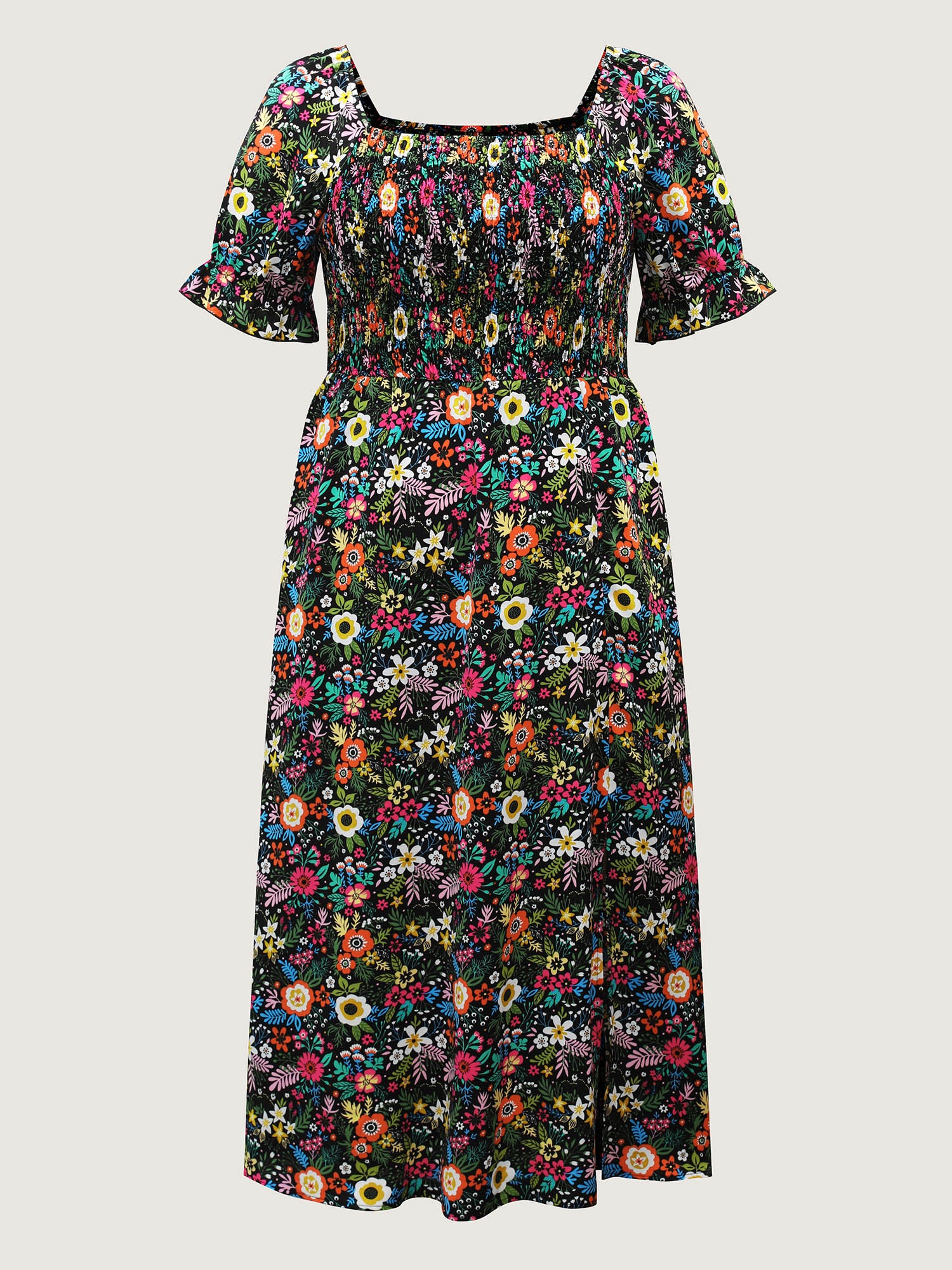 Shirred Stretchy Waist Floral Maxi Dress - Image 7