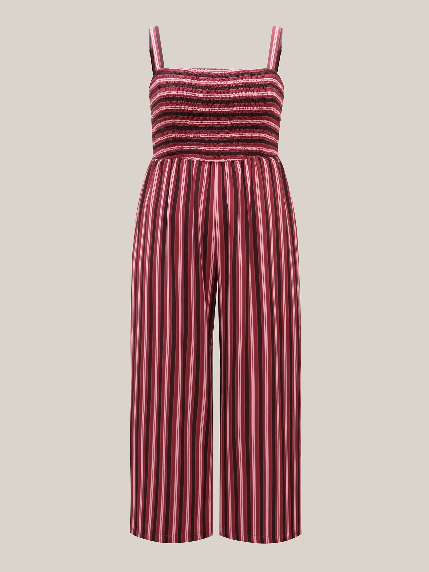 Shirred Stripes Adjustable Pockets Jumpsuit - Image 5