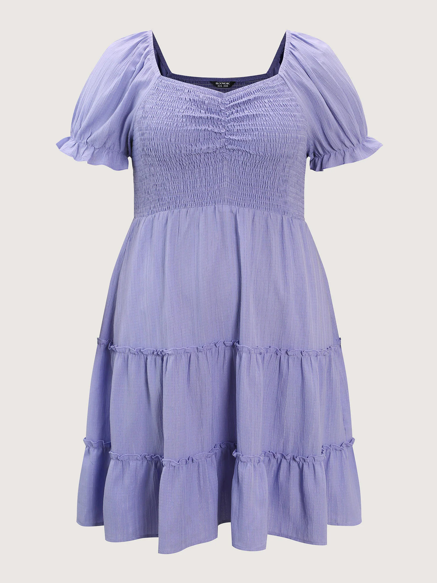 Shirred Tiered Gathered Sleeve Mini Dress - Image 7