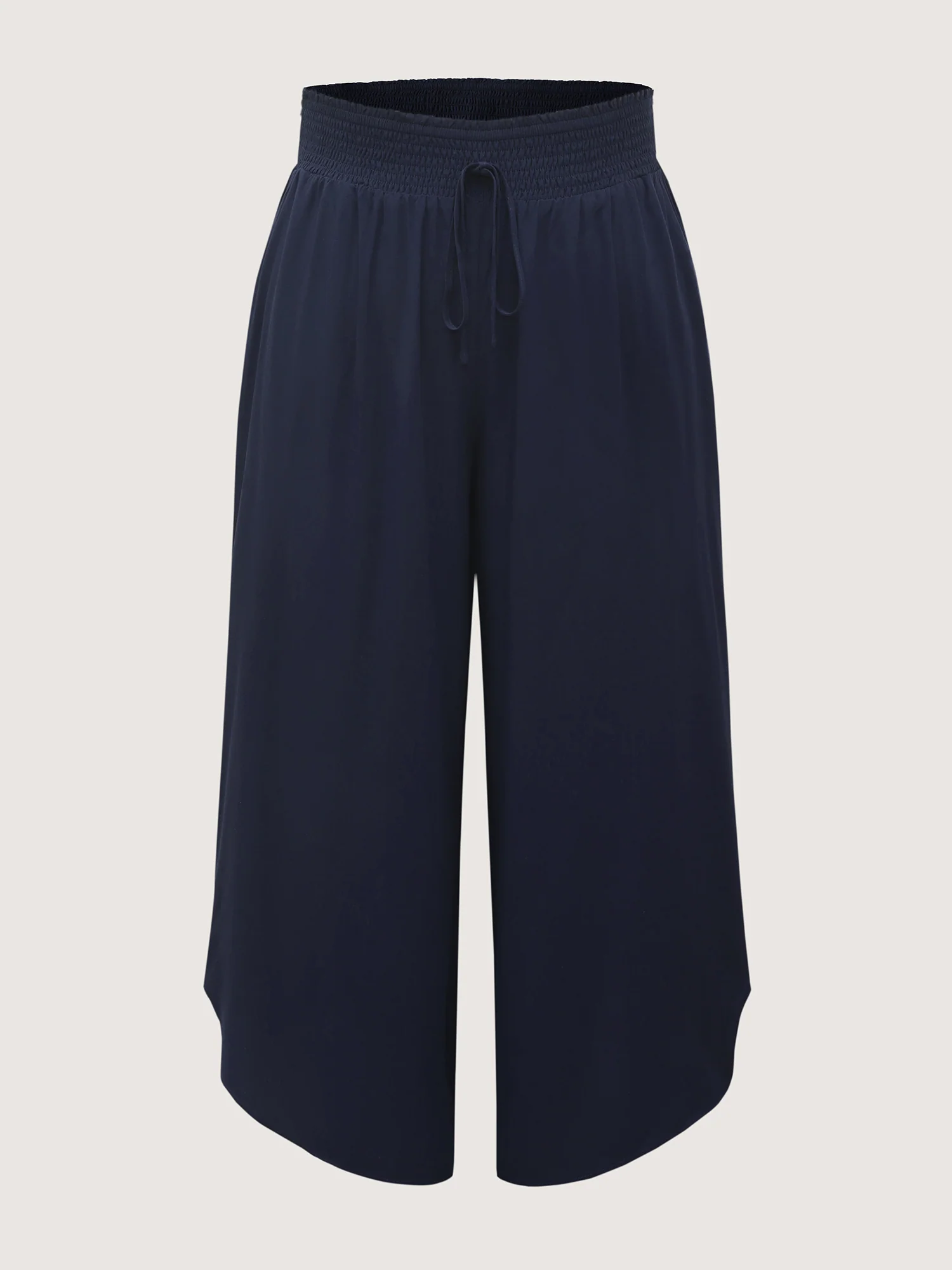 Shirred Waist Curvy Hem Wide-Leg Pants - Image 8