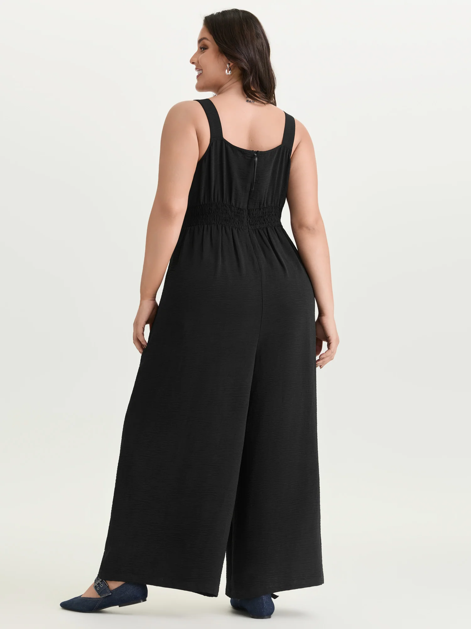 Shirred Waist-Defining Flowy Jumpsuit - Image 4