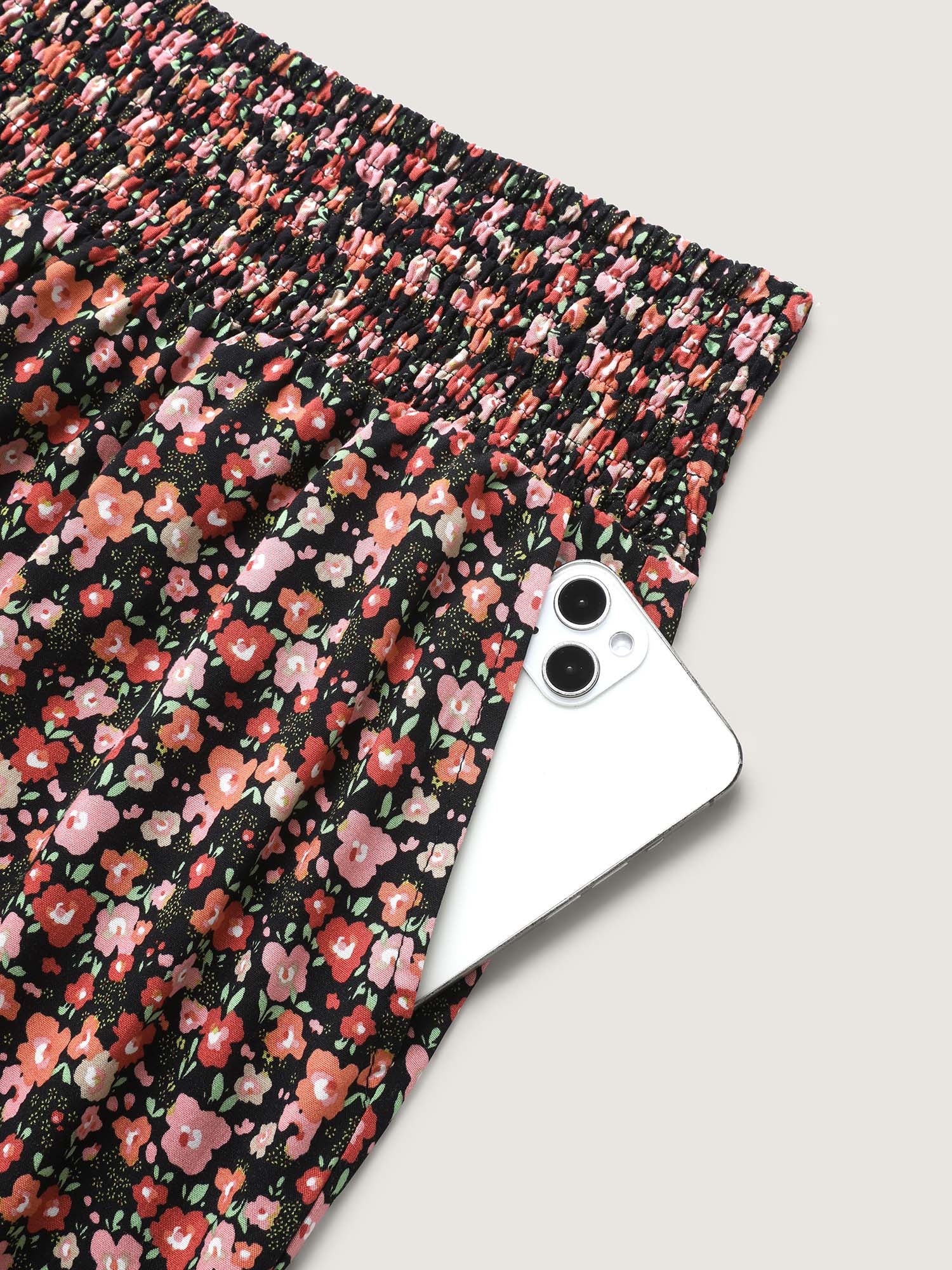 Shirred Waist Ditsy Floral Wide-Leg Pants - Image 5