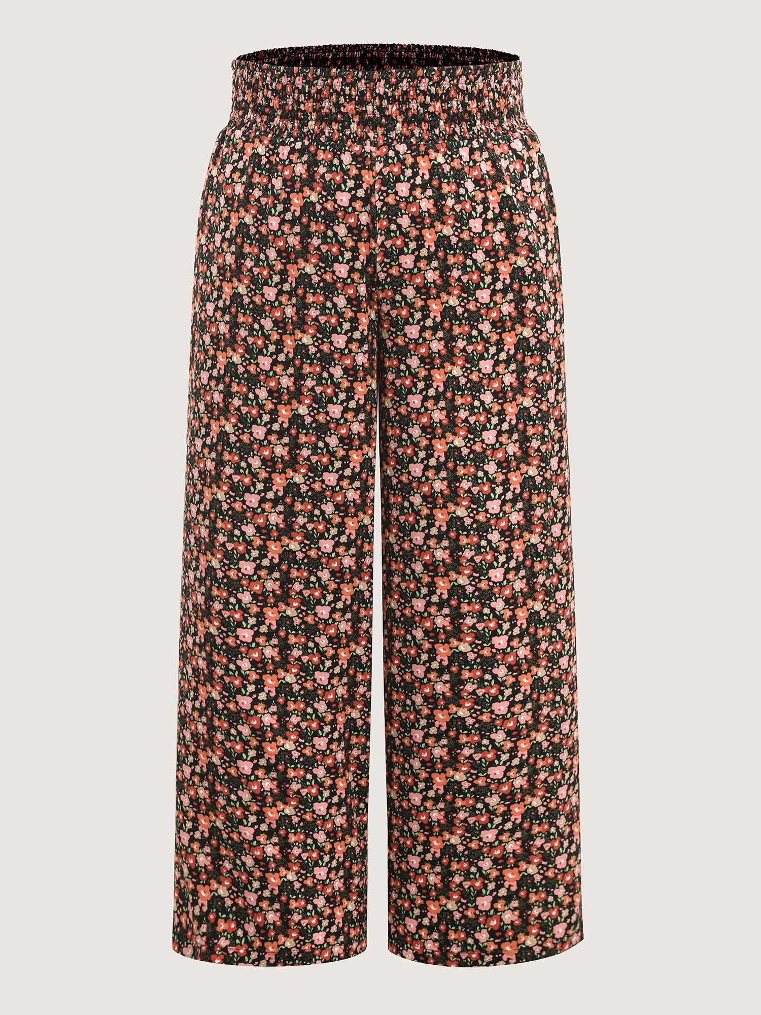 Shirred Waist Ditsy Floral Wide-Leg Pants - Image 6