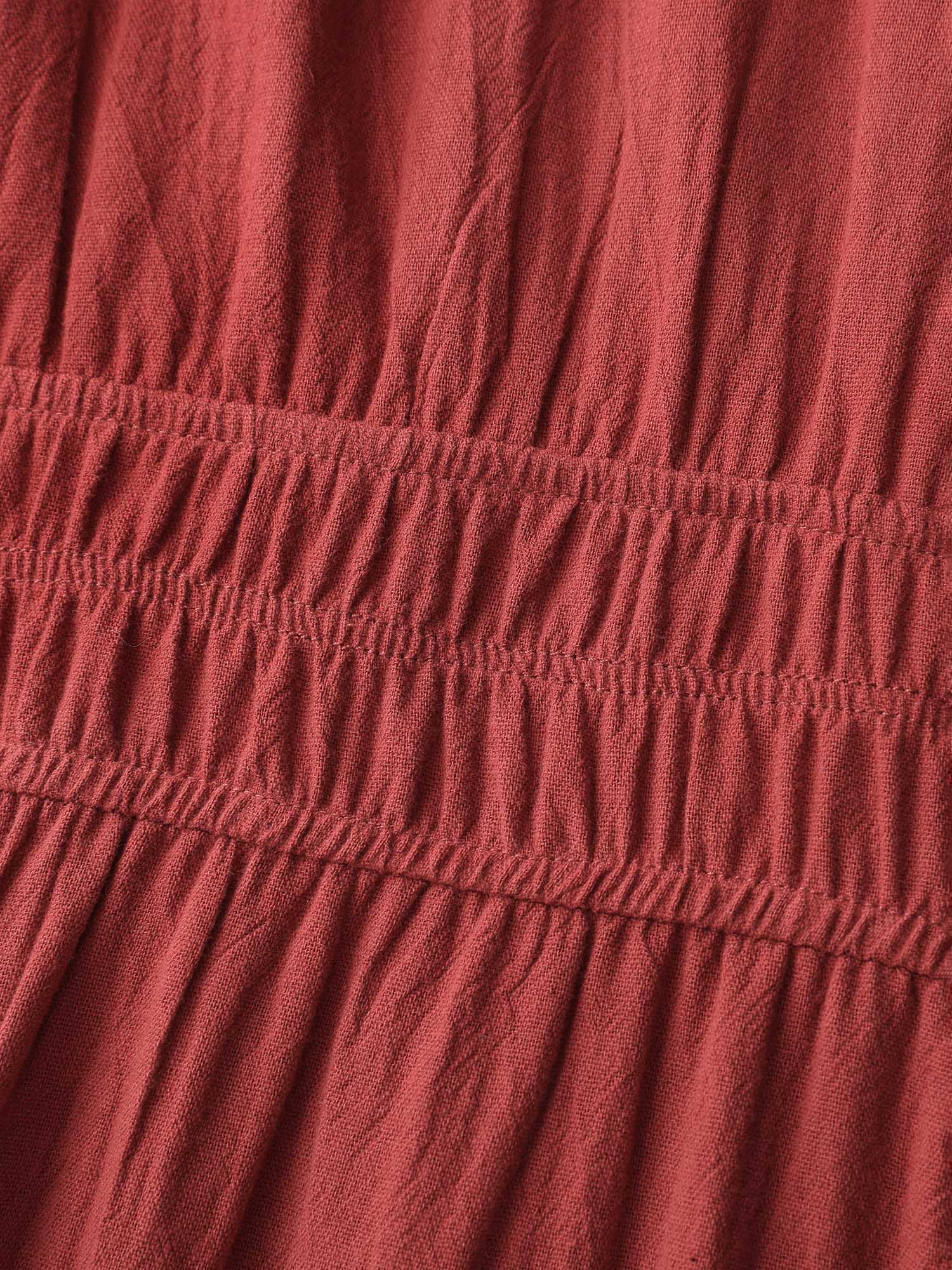 Shirred Waist Embroidered Midi Dress - Image 6