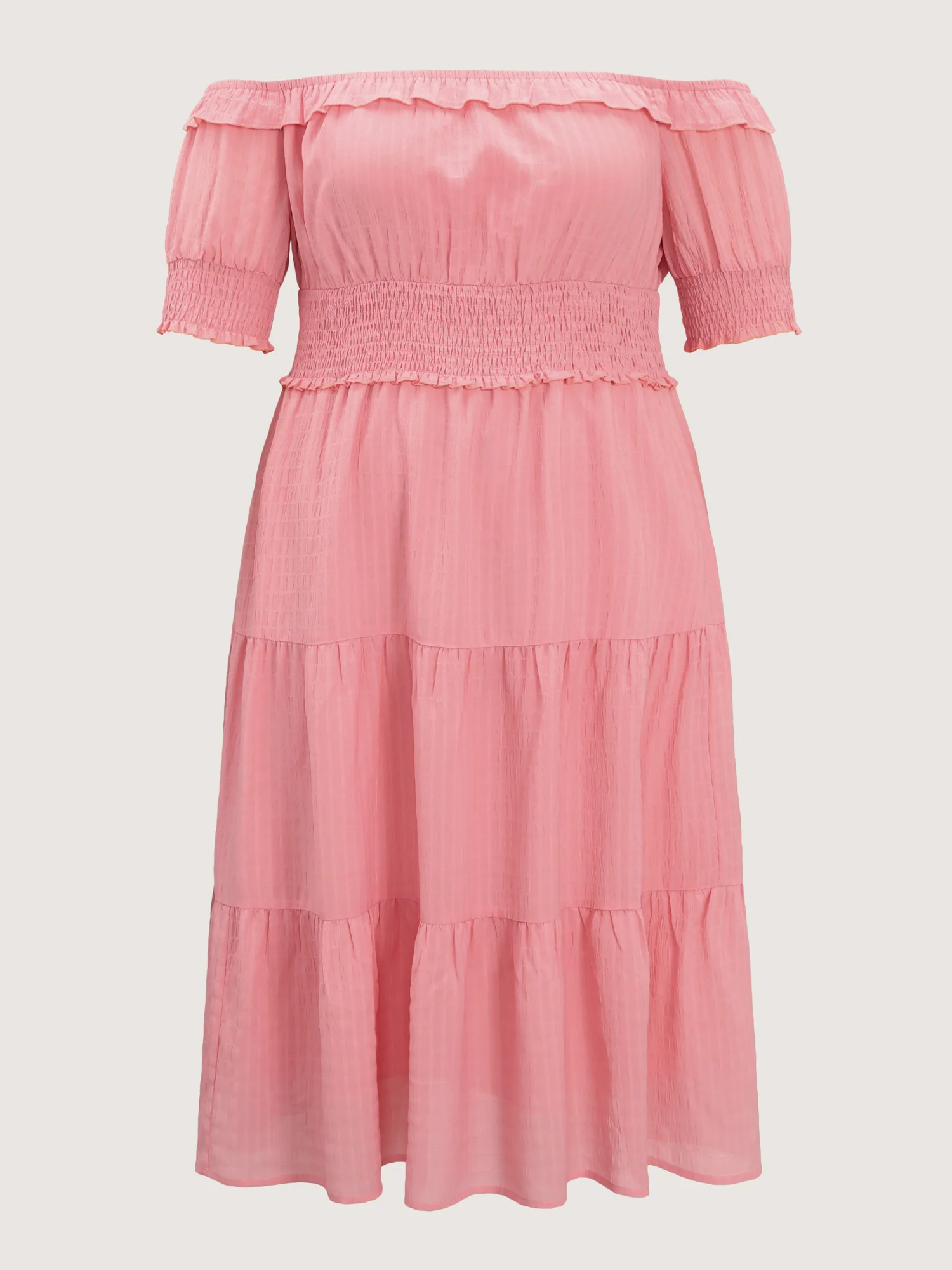 Shirred Waist Off-Shoulder Tiered Maxi Dress - Image 8