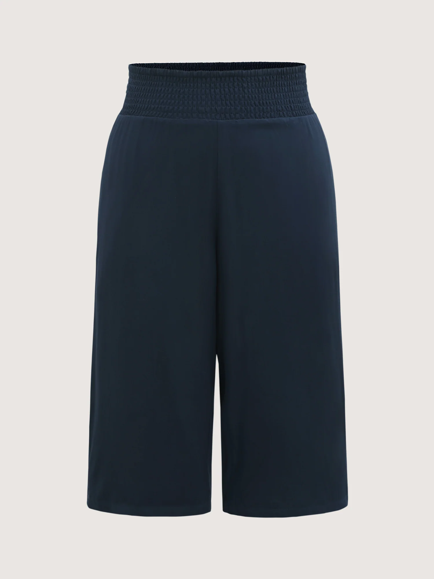 Shirred Waist Solid Straight-Leg Pants - Image 7