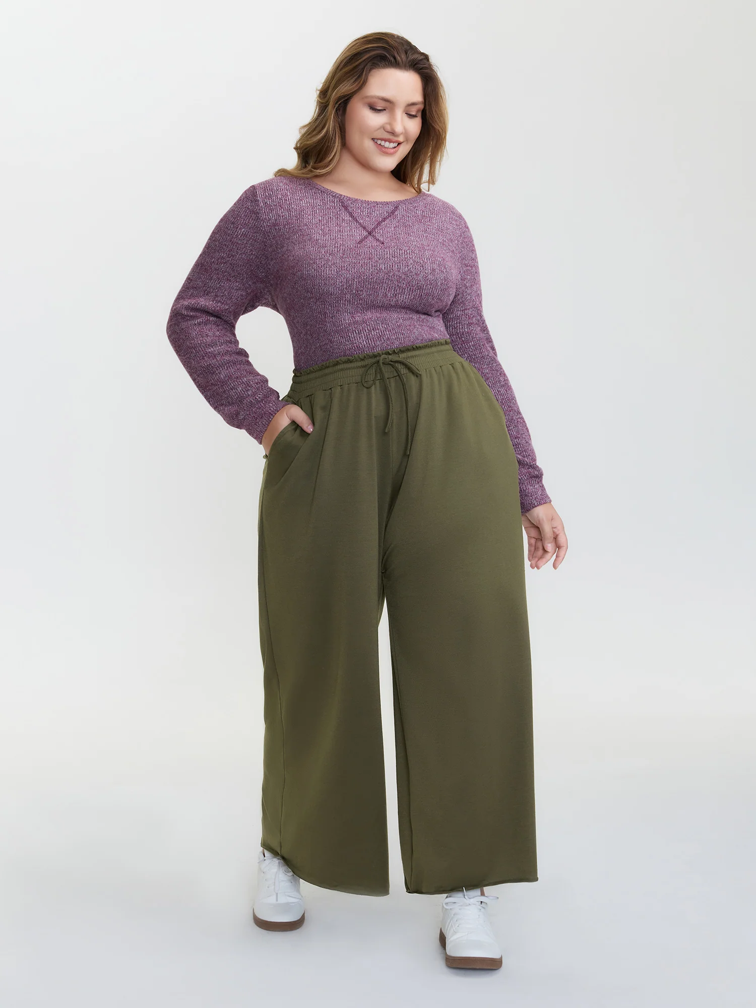 Shirred Waist-Tie Wide-Leg Pants - Image 2