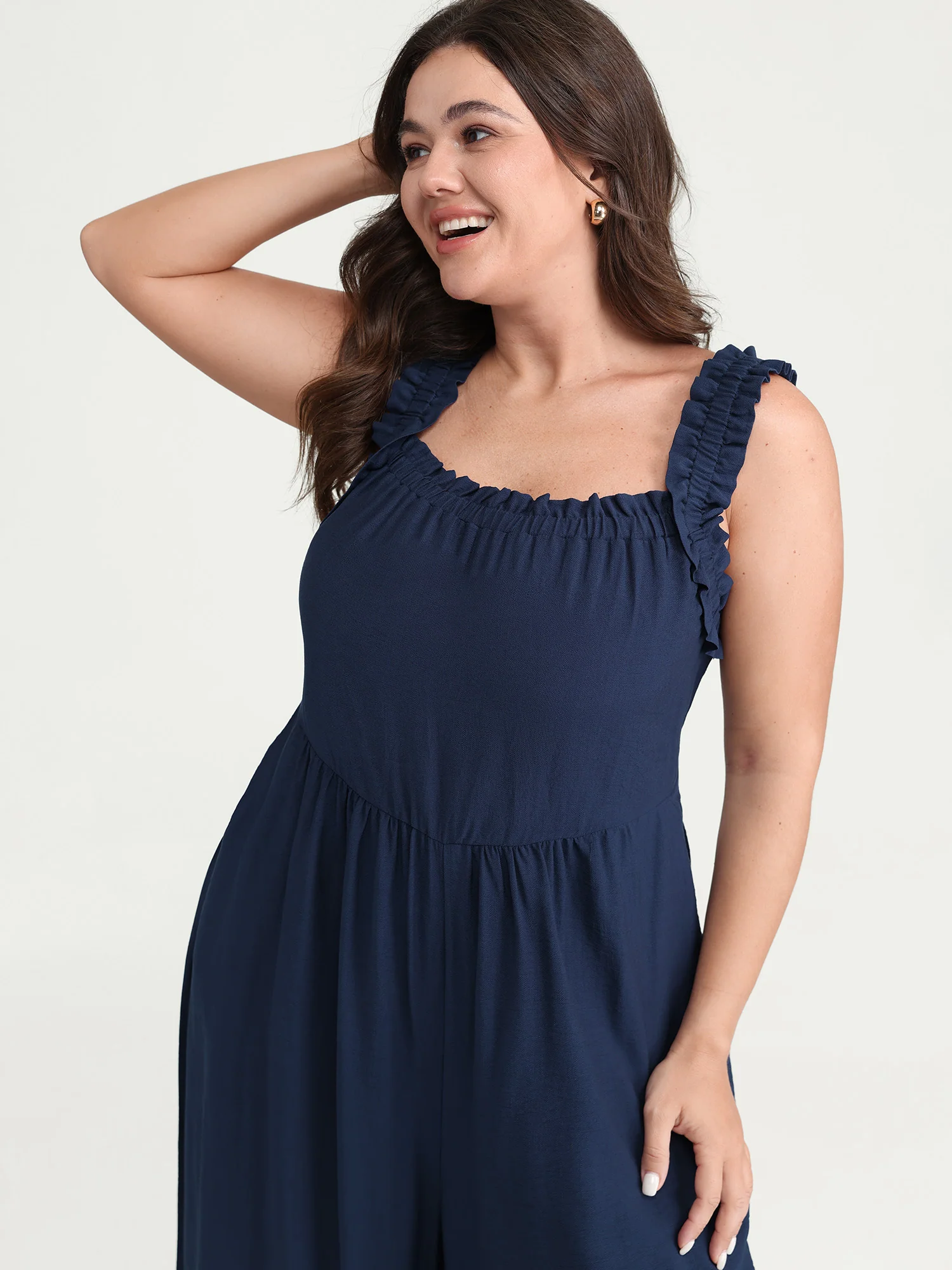 Shirred Wide-Straps Wide-Leg Jumpsuit - Image 2