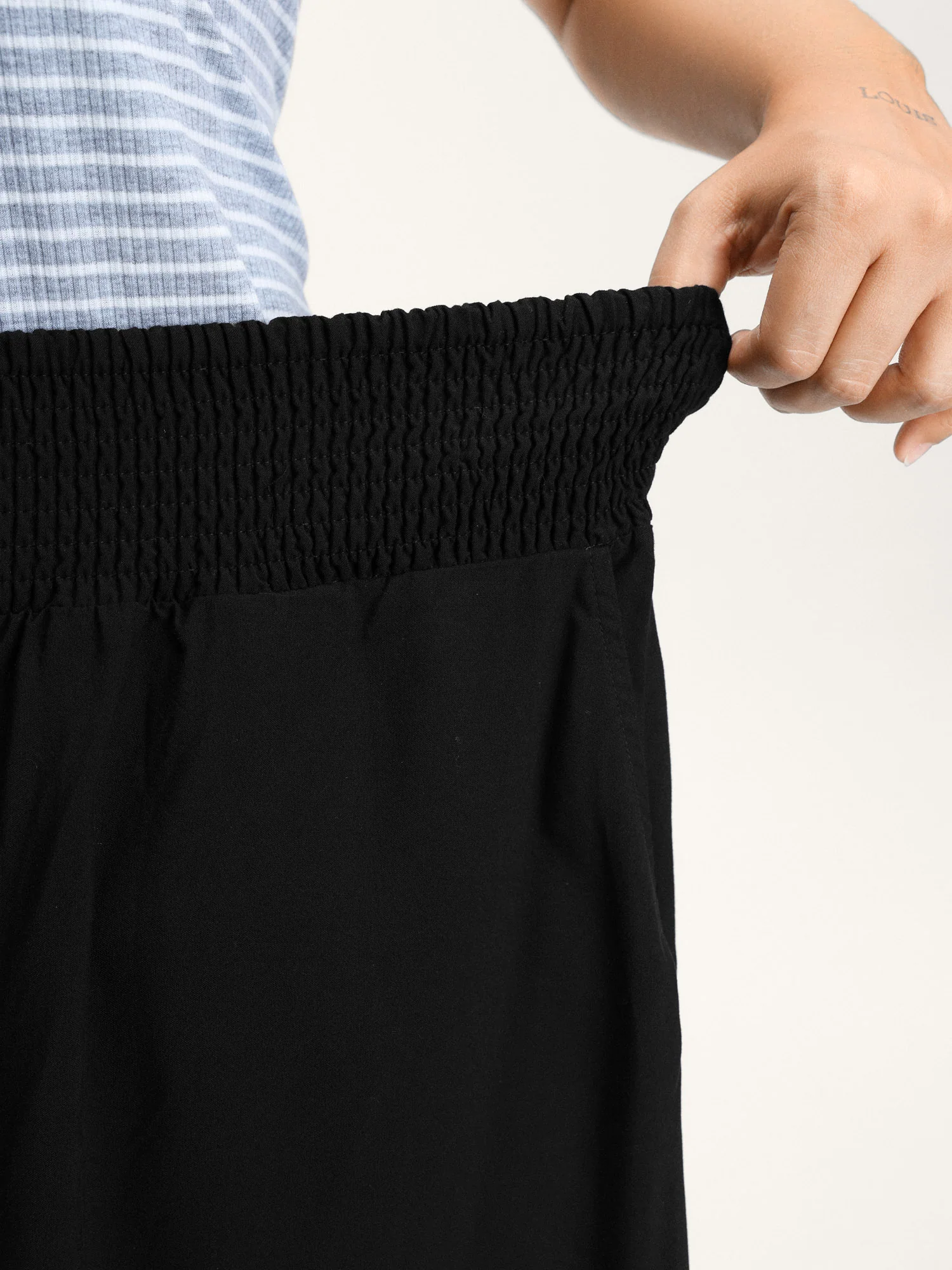 Shirred Wide Waistband Asymmetrical Skirt - Image 3