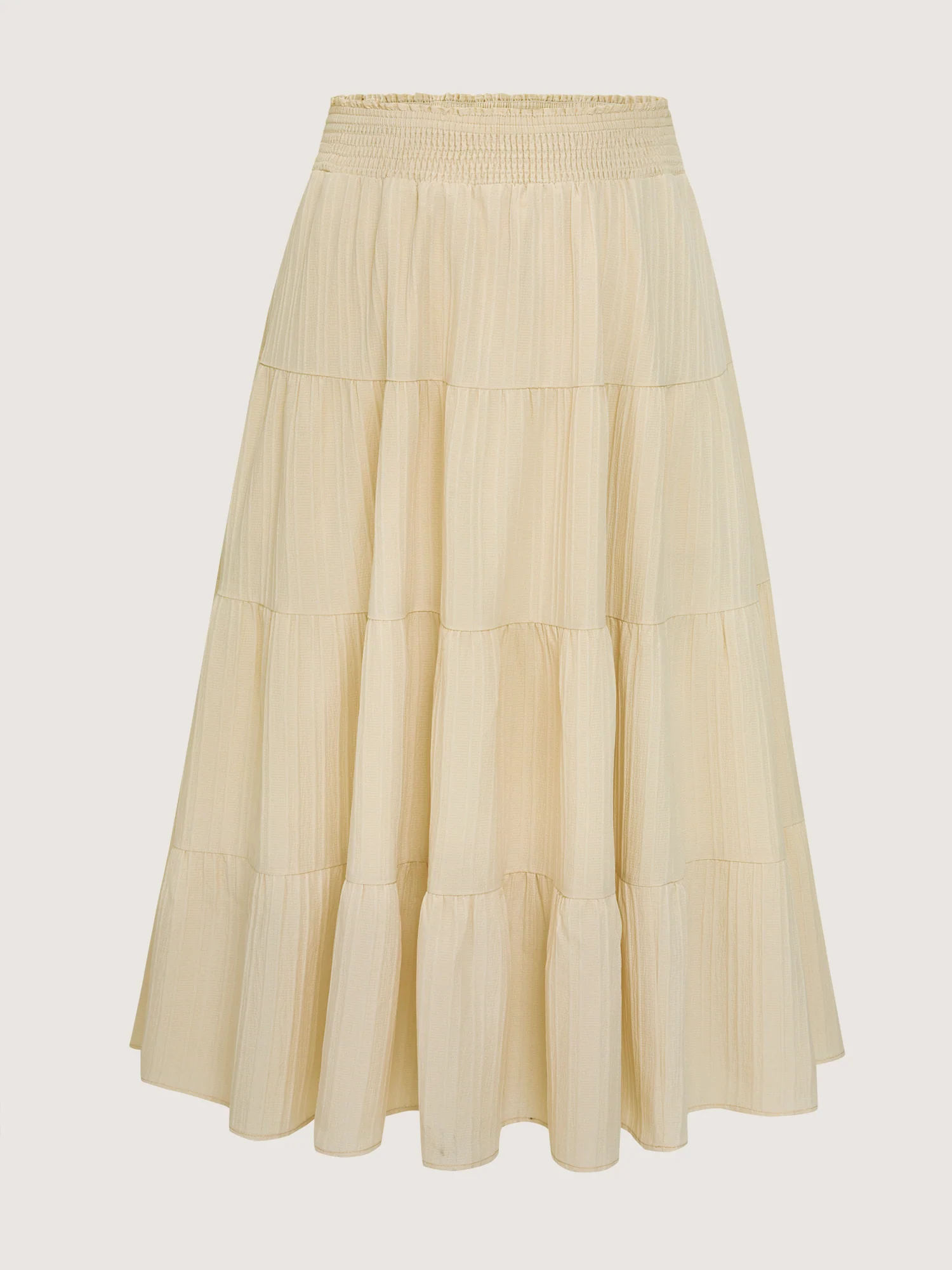 Shirred Wide Waistband Tiered Maxi Skirt - Image 8