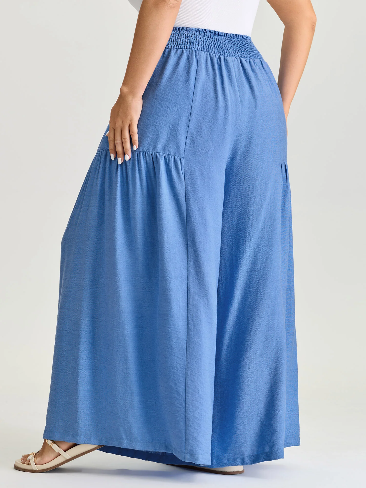 Shirred Wide Waistband Tiered Pants - Image 5