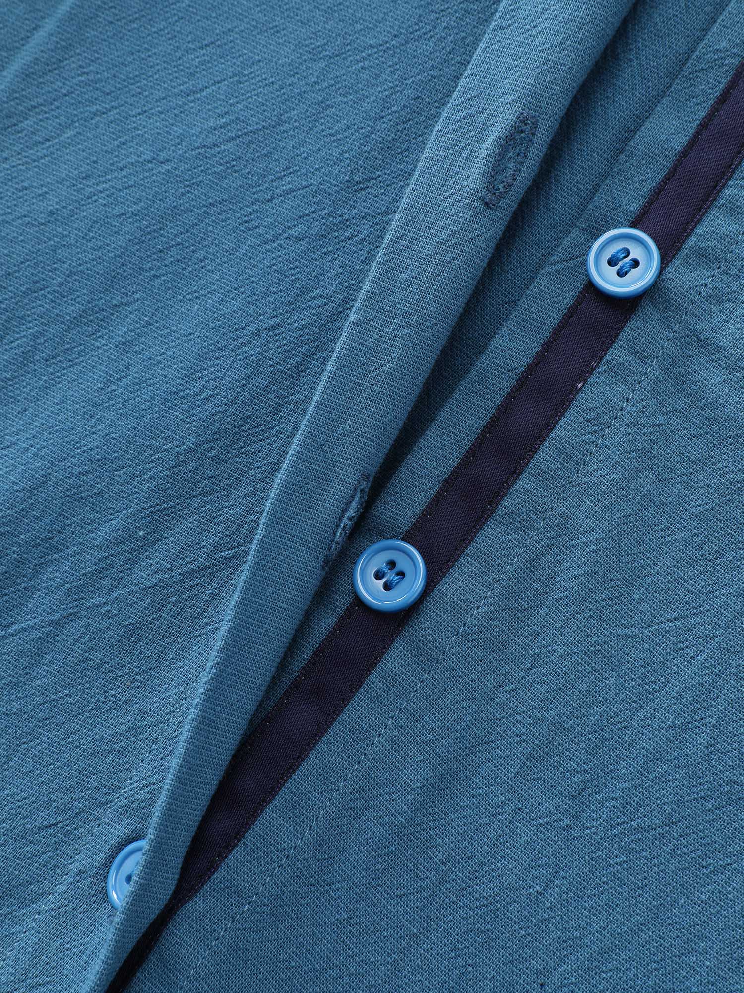 Shirt Collar Button Side Pockets Midi Dress - Image 6