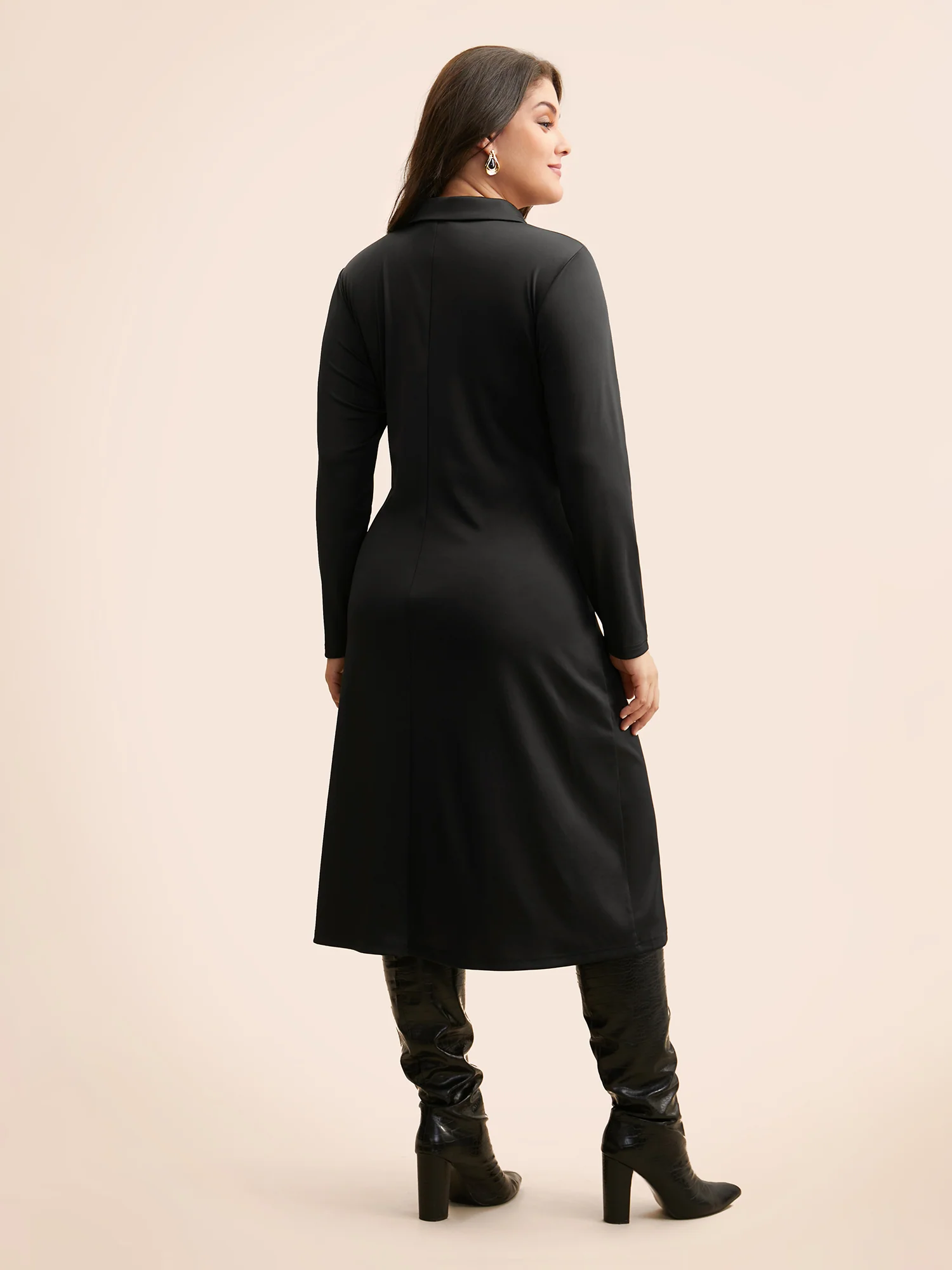 Shirt Collar Button Up Midi Dress - Image 3