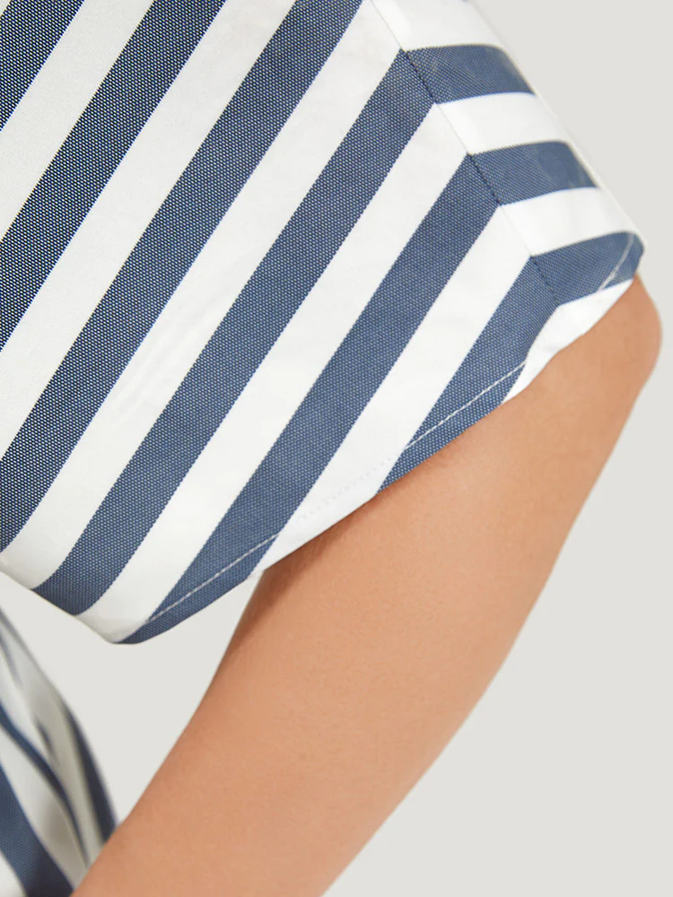 Shirt Collar Button Up Pocket Elastic Waist Romper - Image 7