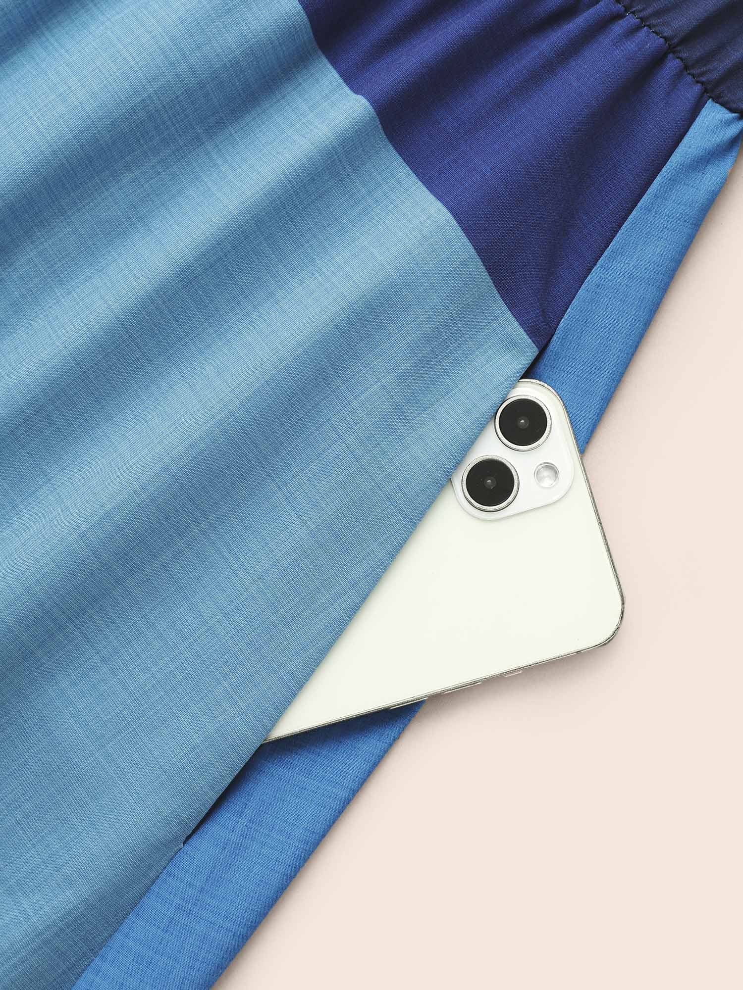 Shirt Collar Colorblock Contrast Midi Dress - Image 6