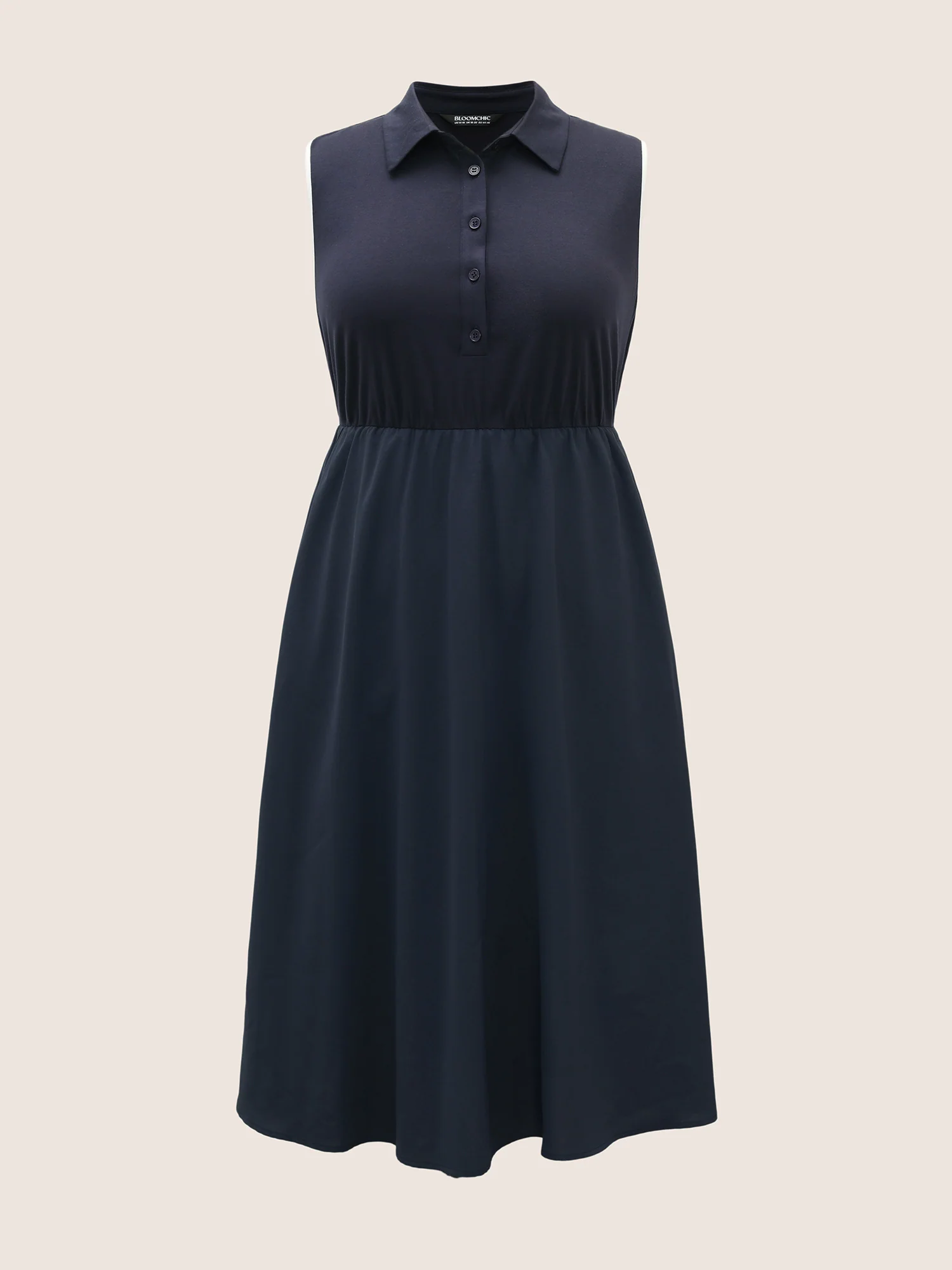 Shirt Collar Contrast Trim Button Up Dress - Image 7