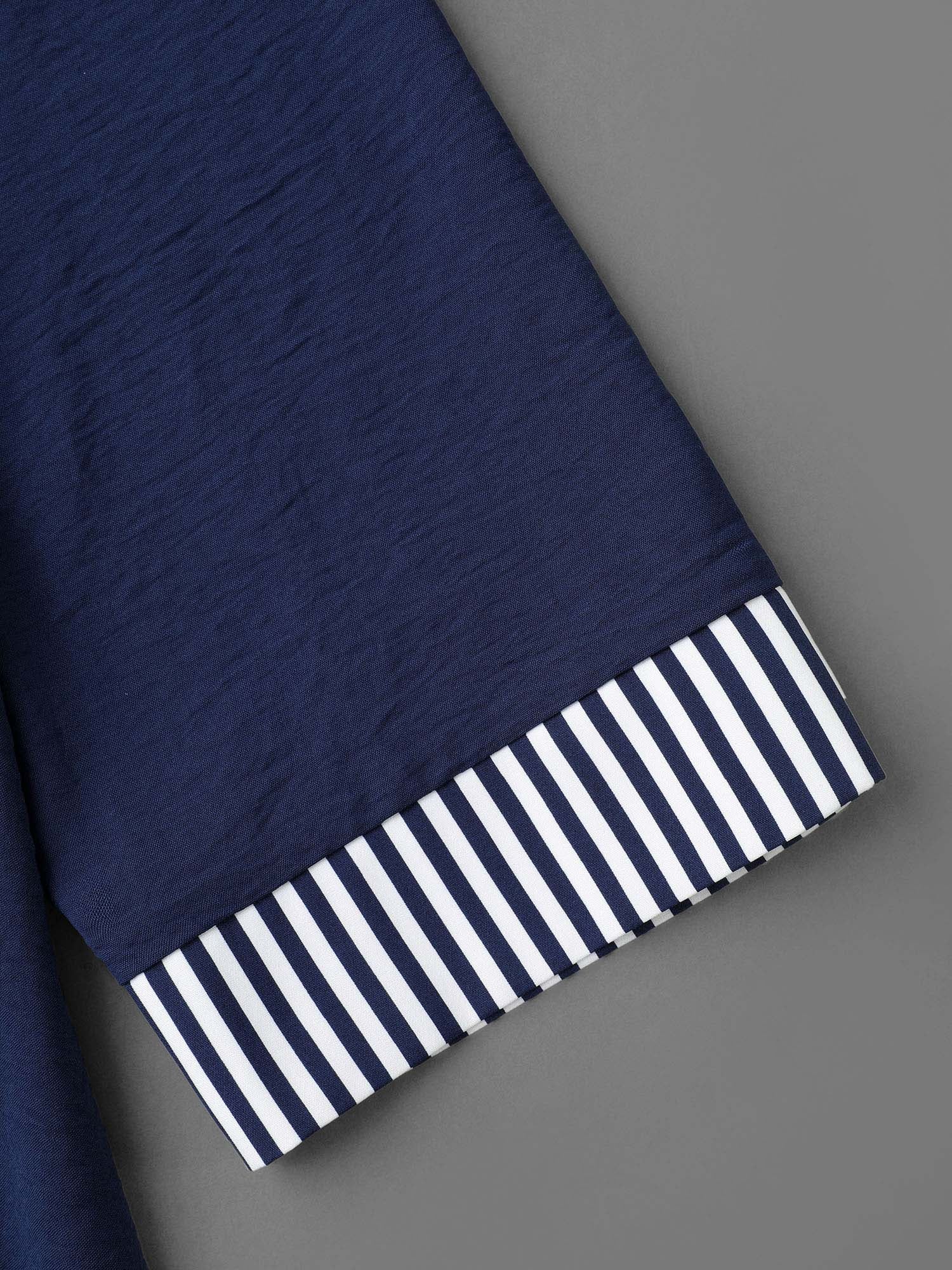 Shirt Collar Patchwork Striped Blouse - Image 6