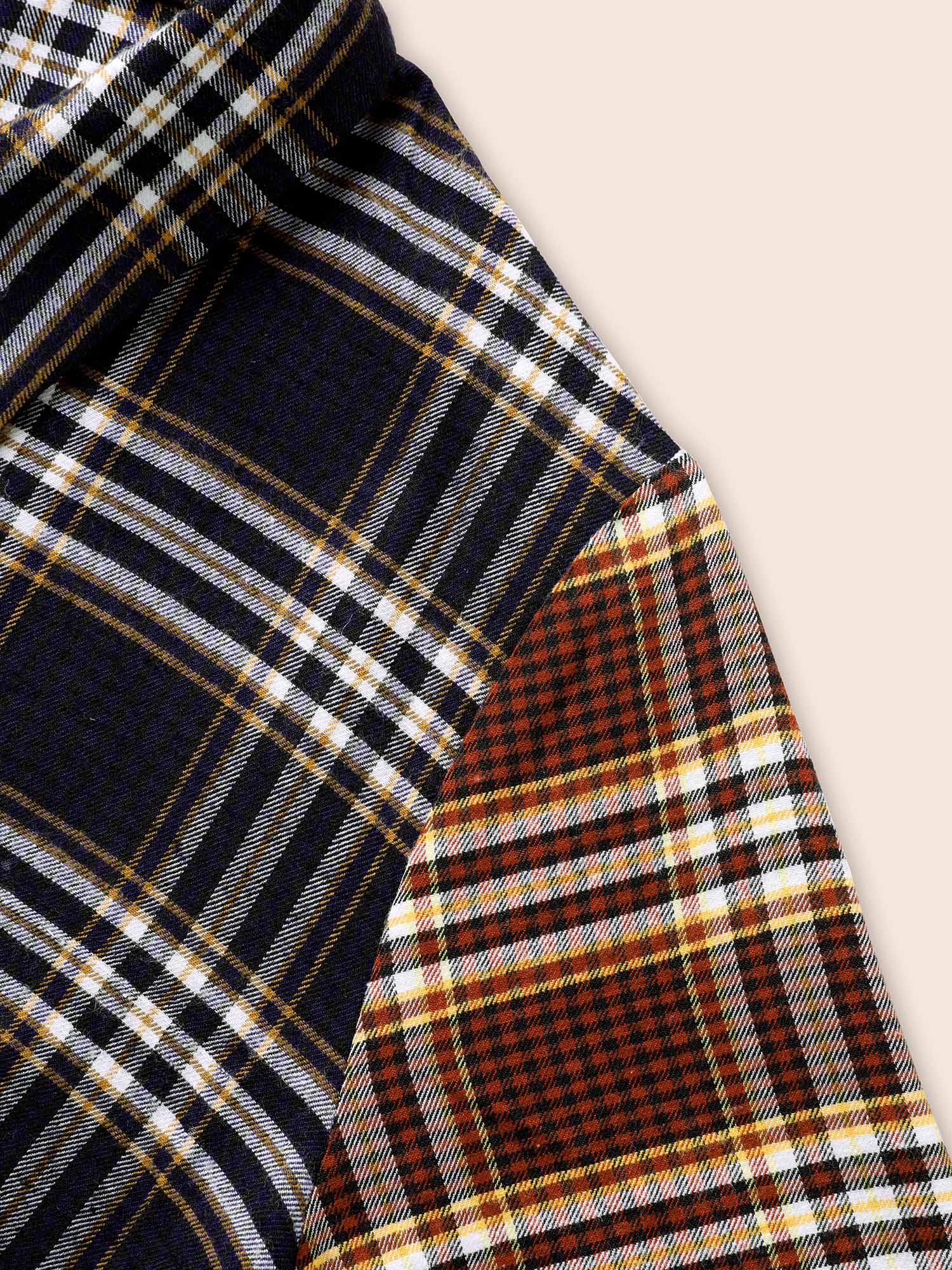 Shirt Collar Plaid Contrast Belted Dress - Image 6