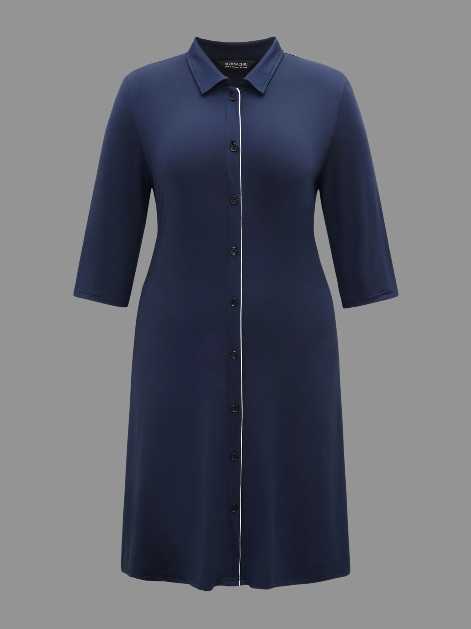 Shirt Collar Sprout Strip Lounge Dress - Image 7