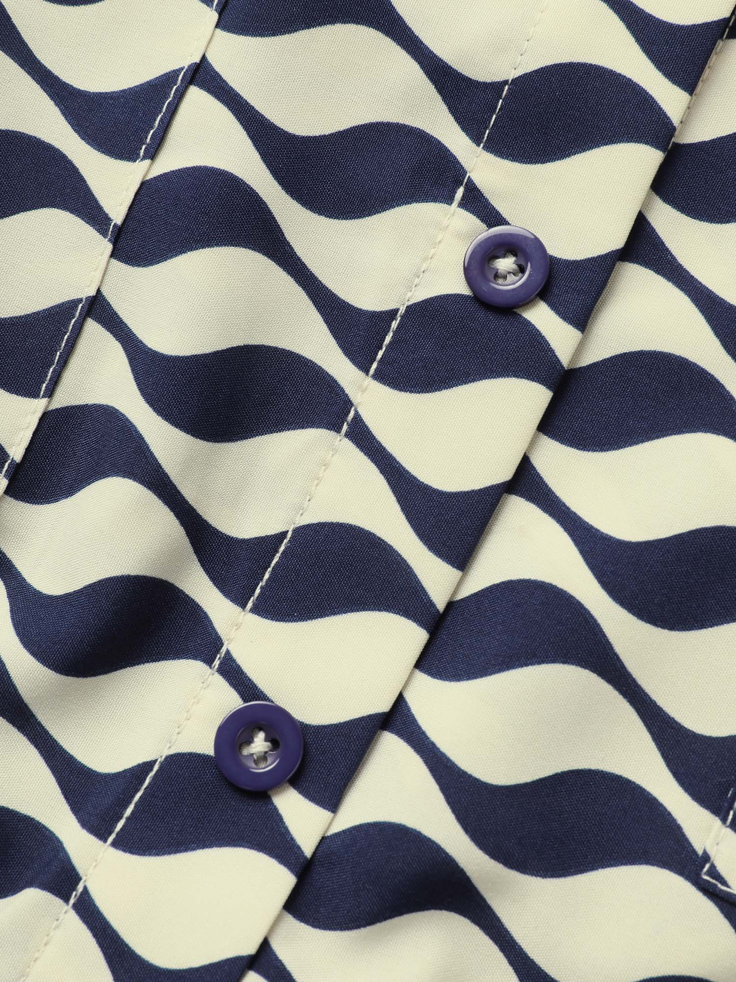 Shirt Collar Striped Belted Midi Dress - Image 5