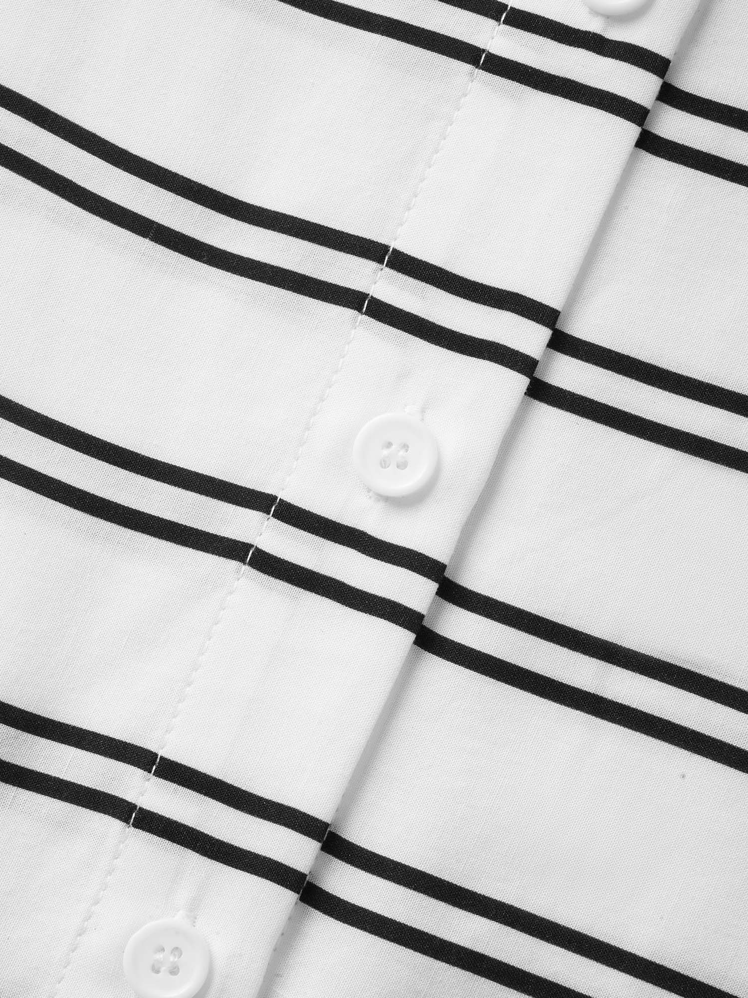 Shirt Collar Striped Drawstring Dolman Sleeve Blouse - Image 7