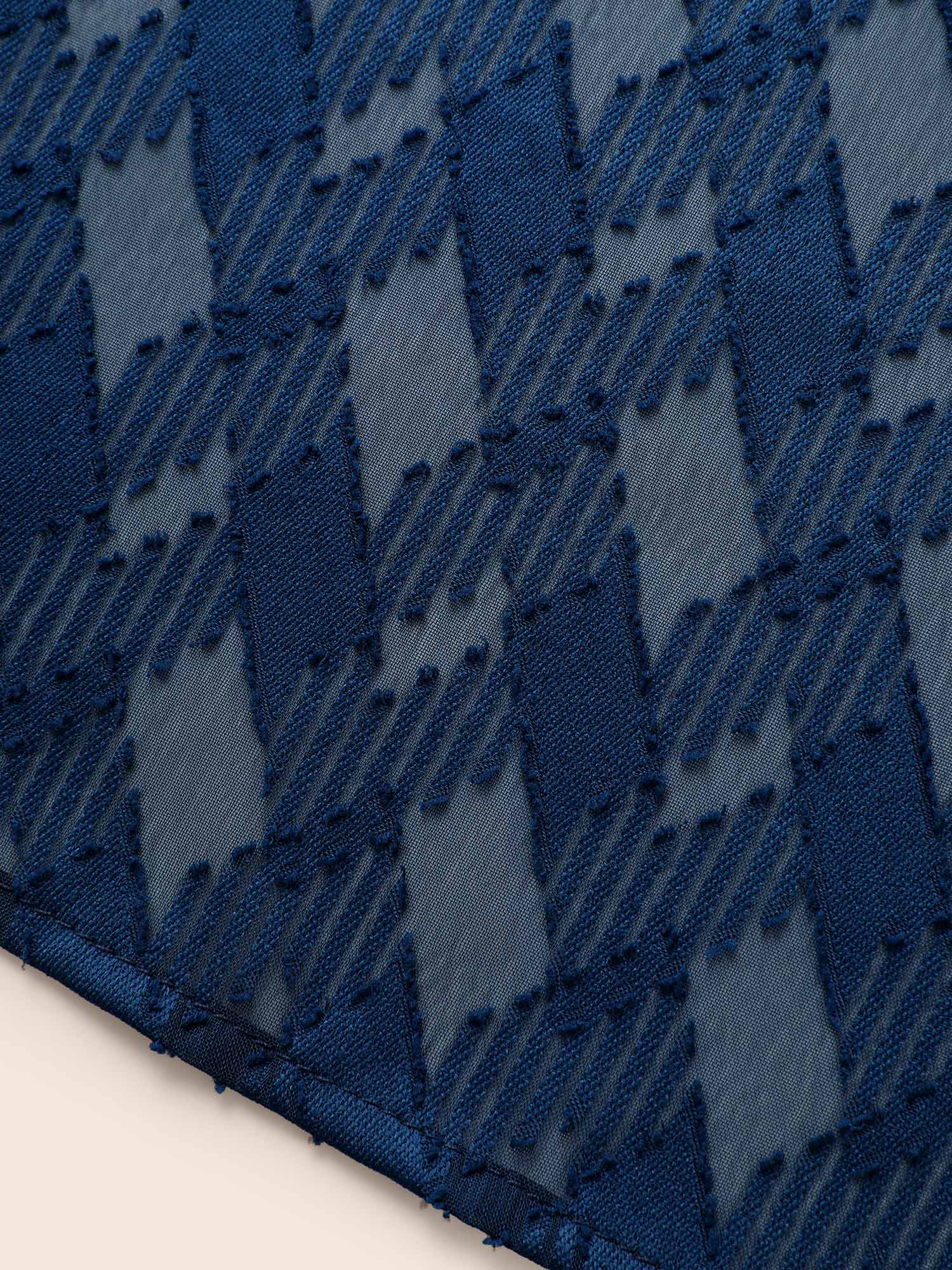 Shirt Collar Textured Mesh Flap Detail Blouse - Image 7