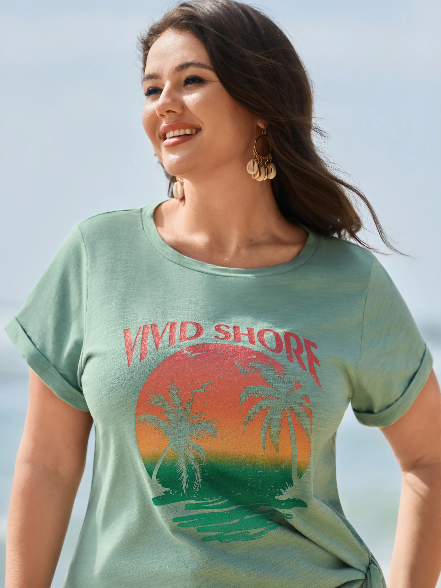 Cotton Shore Thing Side Tie Plain T-Shirt - Image 2