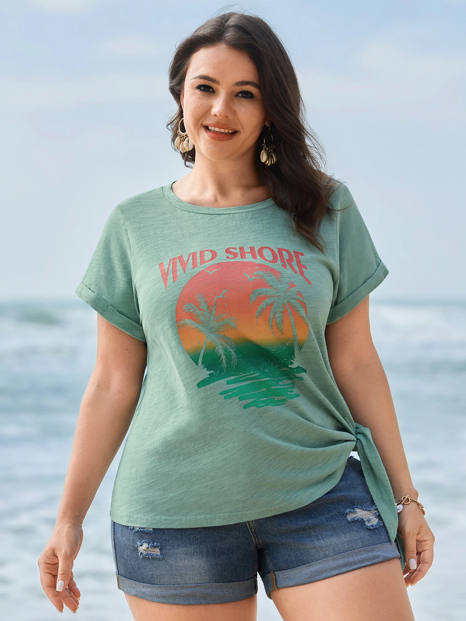 Cotton Shore Thing Side Tie Plain T-Shirt - Image 3