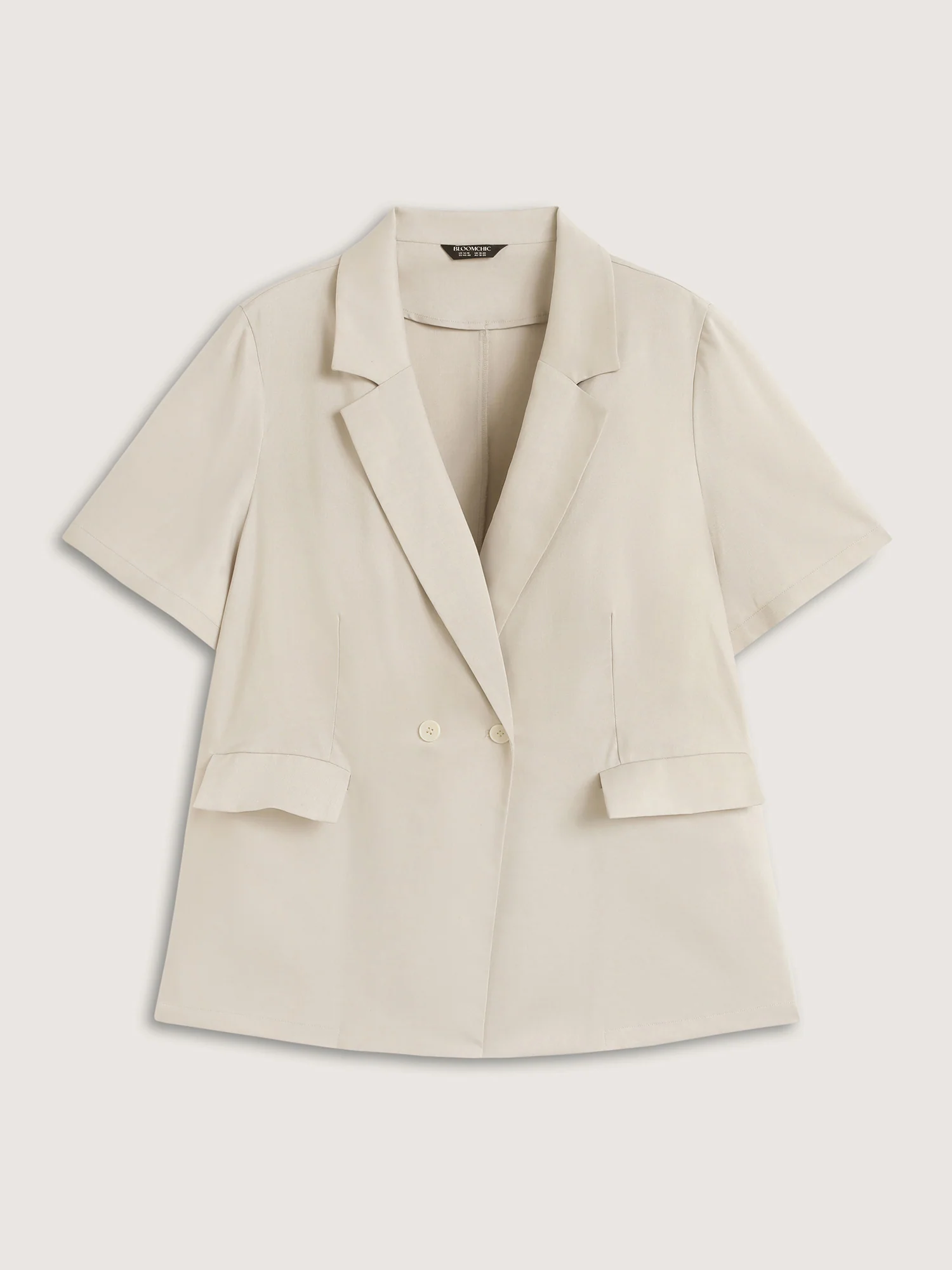 Short Sleeve Pockets Solid Blazer - Image 9