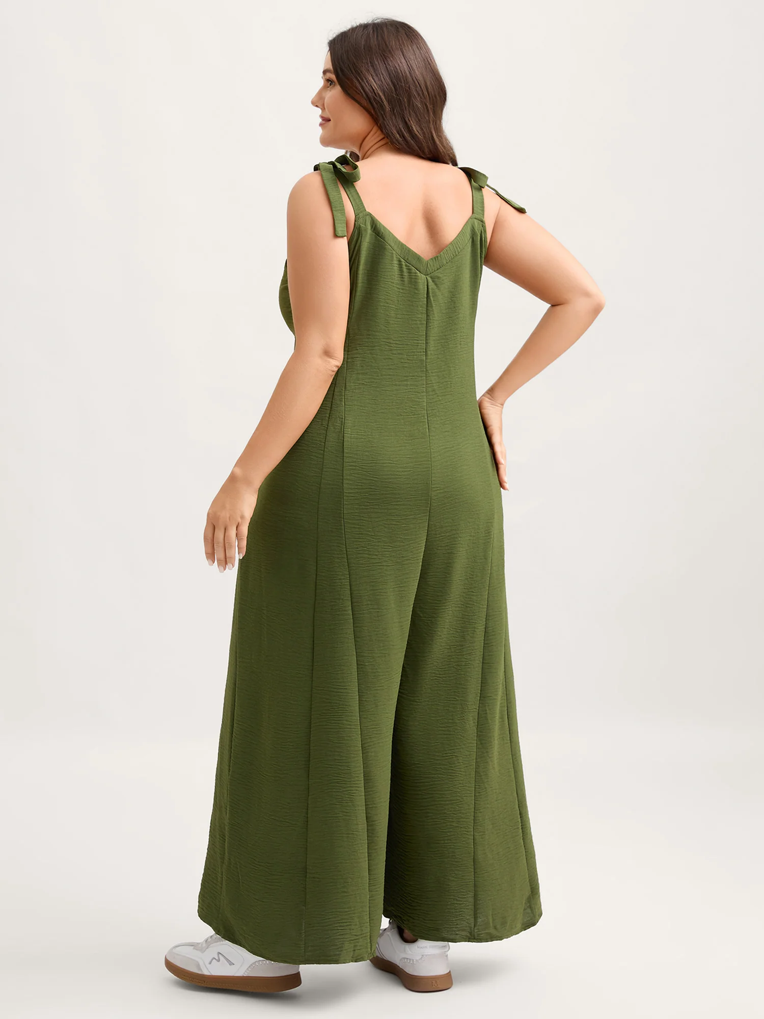 Shoulder Bowknot Wide-Leg Jumpsuit - Image 4