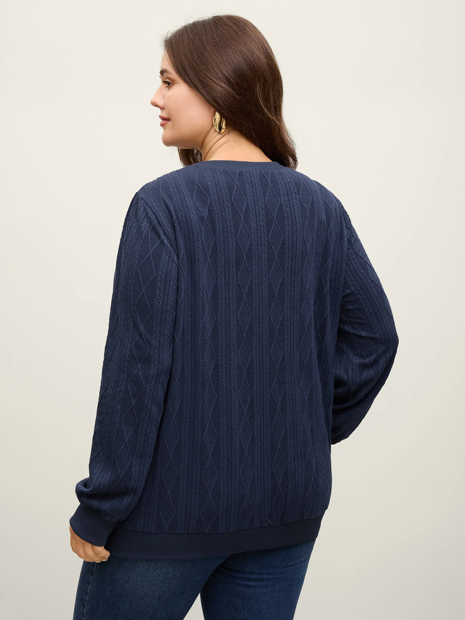 Shoulder Button Textured Solid Sweatshirt - Image 4