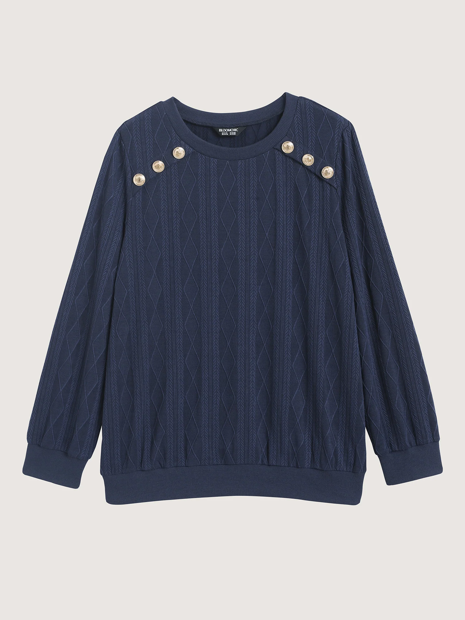 Shoulder Button Textured Solid Sweatshirt - Image 5