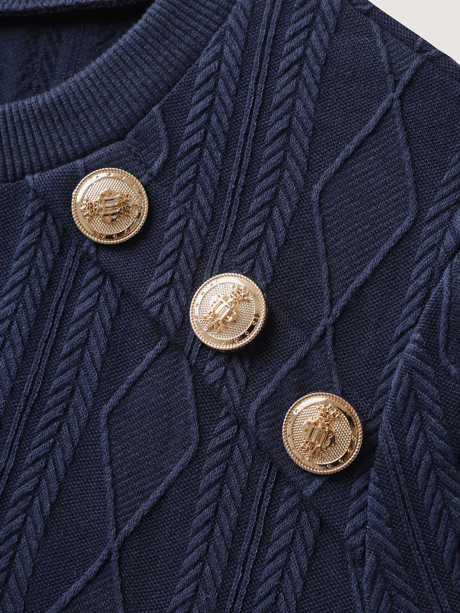Shoulder Button Textured Solid Sweatshirt - Image 6