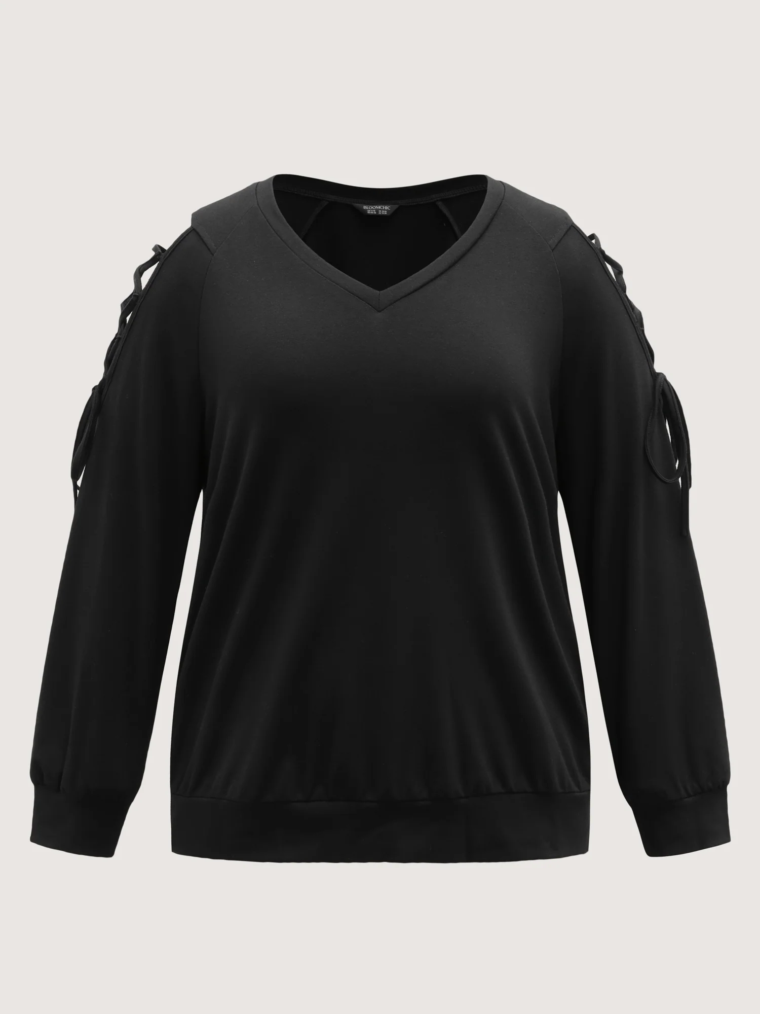 Shoulder Crosstie Design V-Neck Sweatshirt - Image 6
