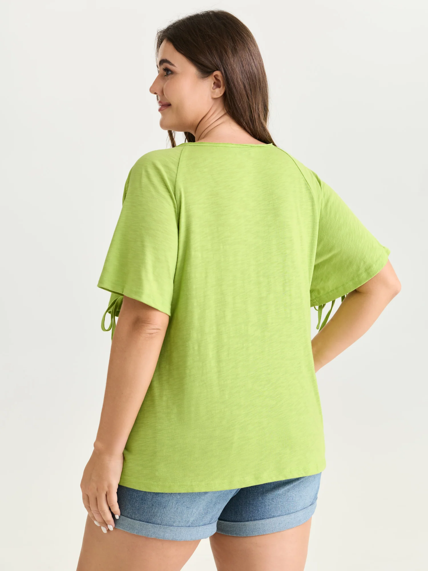 Shoulder Cut-Out Ties V-Neck T-Shirt - Image 4