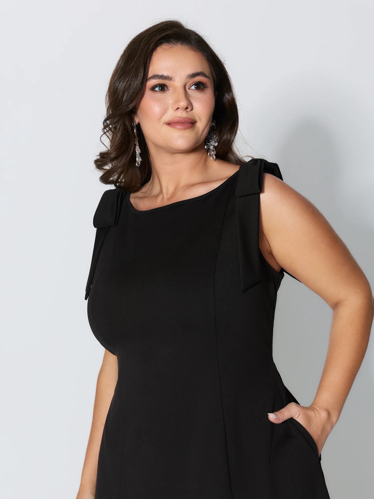 Shoulder Tie Sculpting Bodice Mini Dress - Image 2