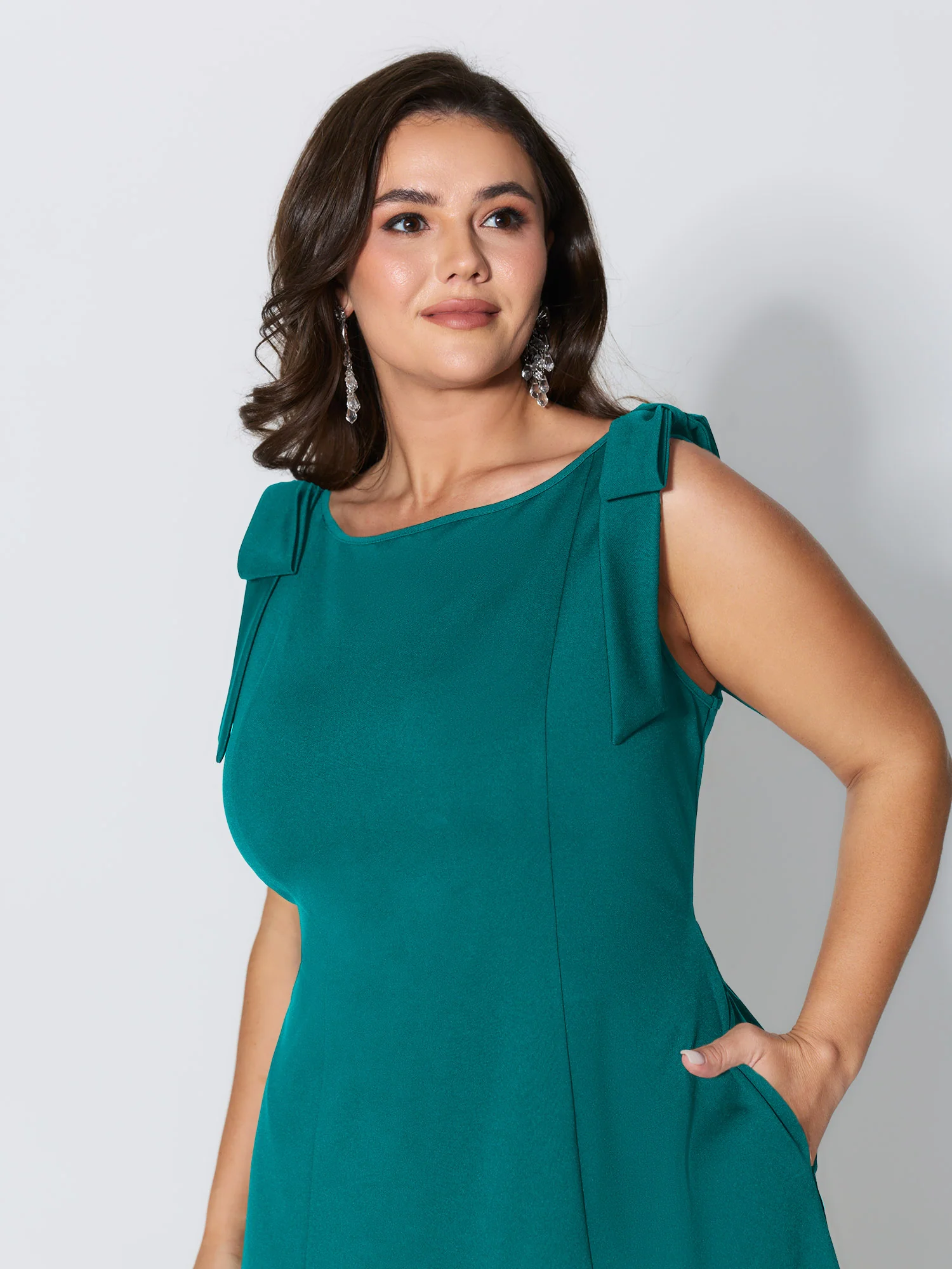 Shoulder Tie Sculpting Bodice Mini Dress - Image 36