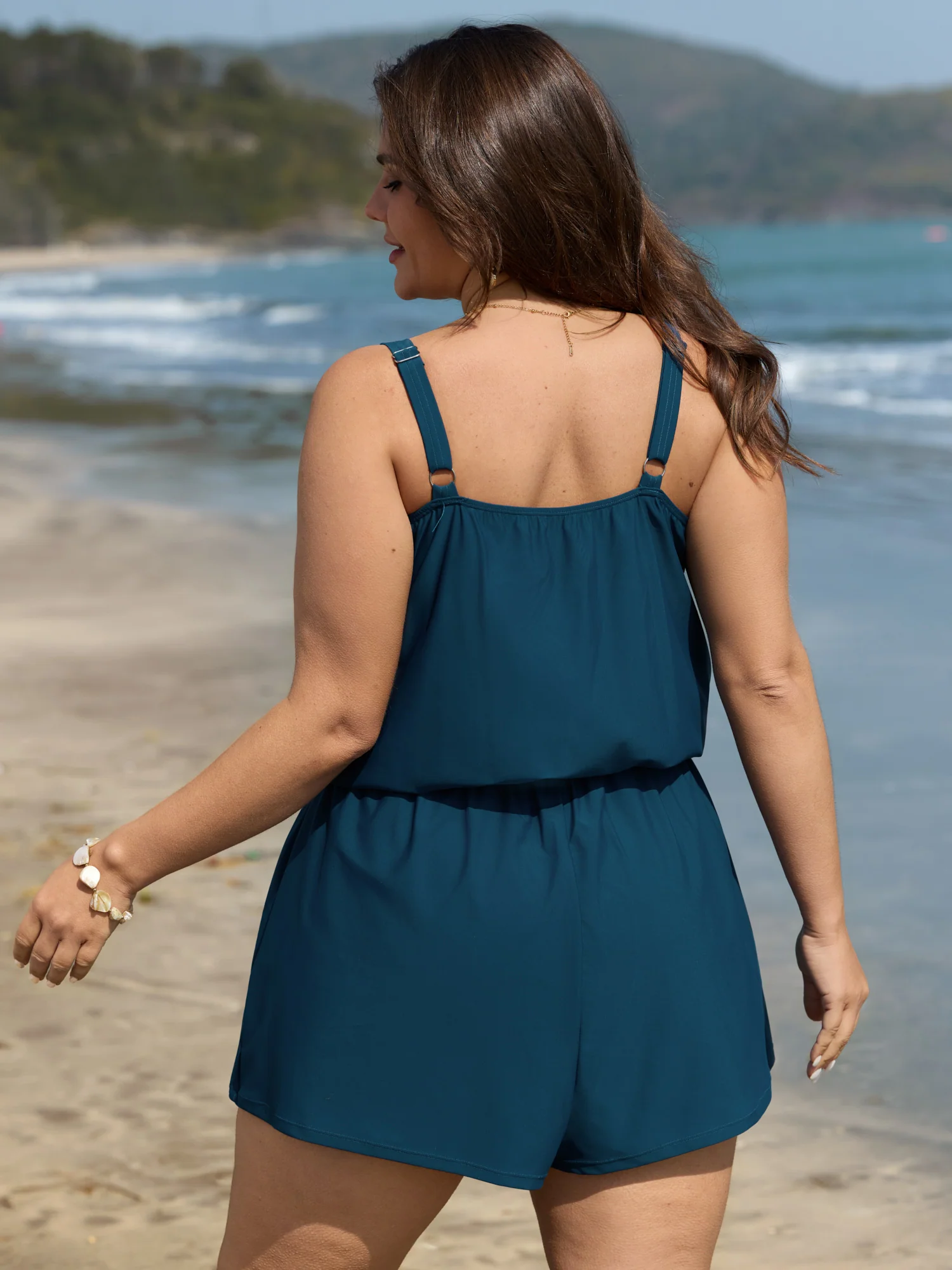 Shrink Pleat Pockets Swim Romper - Image 4