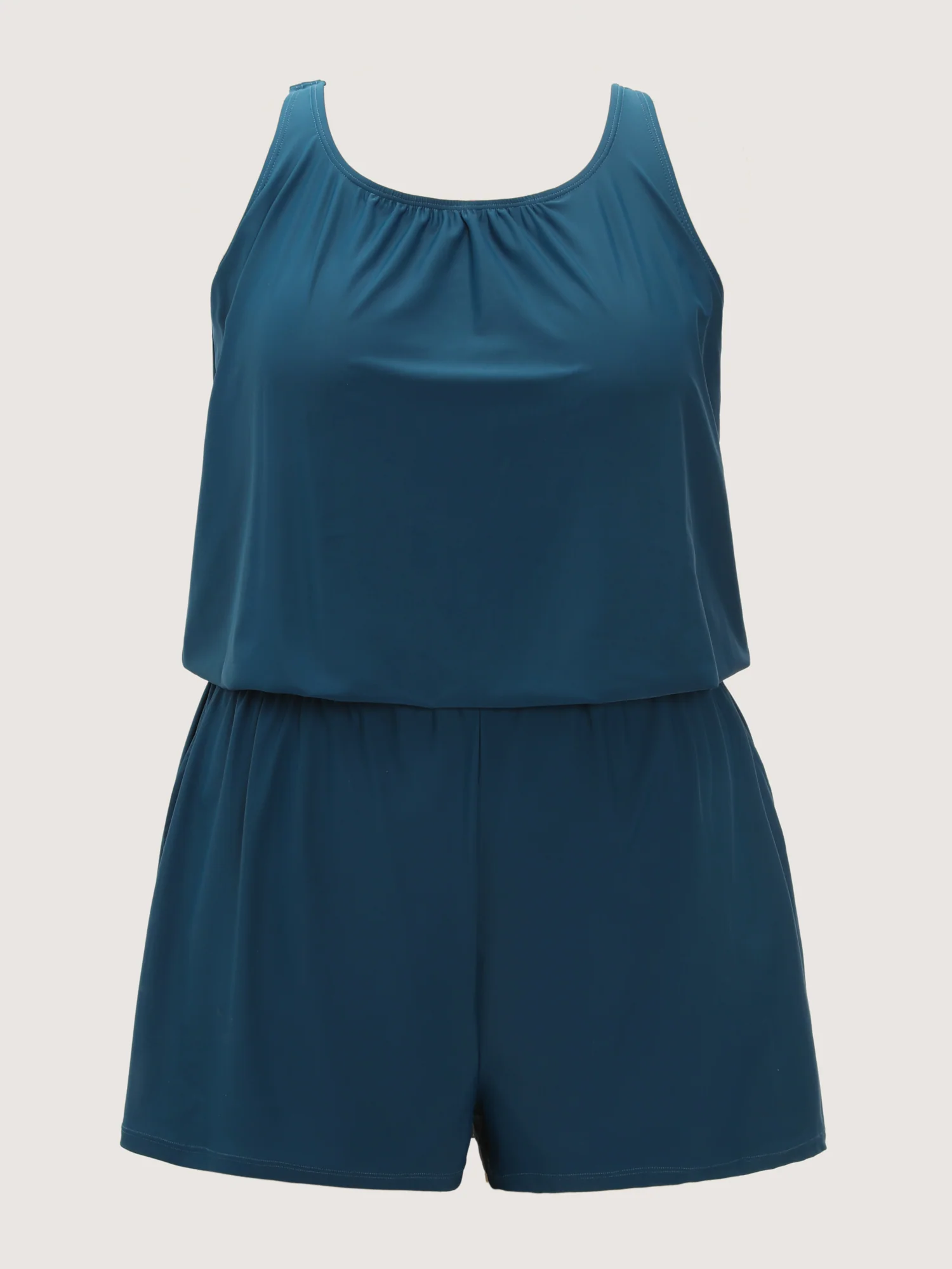 Shrink Pleat Pockets Swim Romper - Image 5