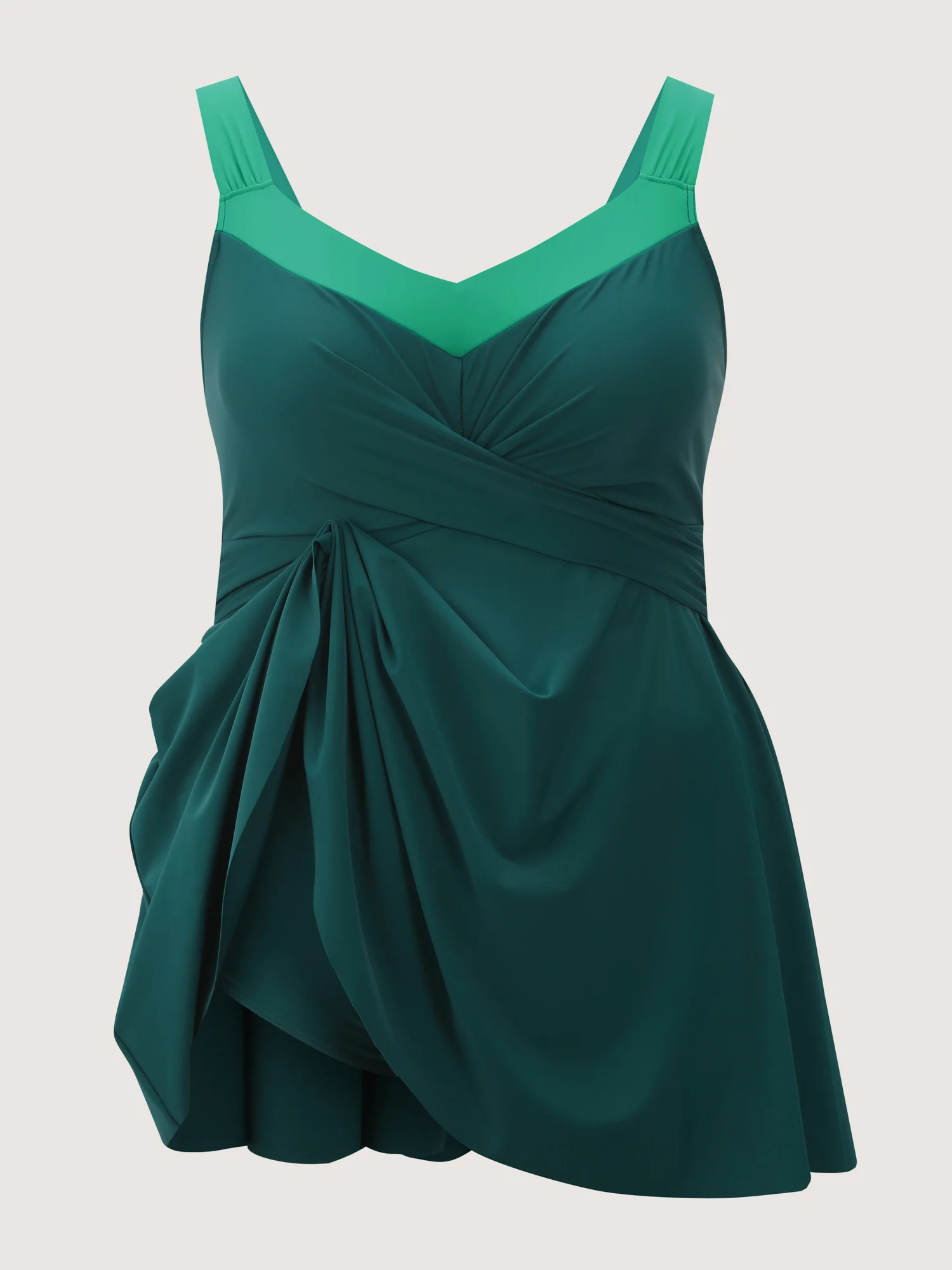 Shrink Pleated Cinched-Flared Swim Dress - Image 8