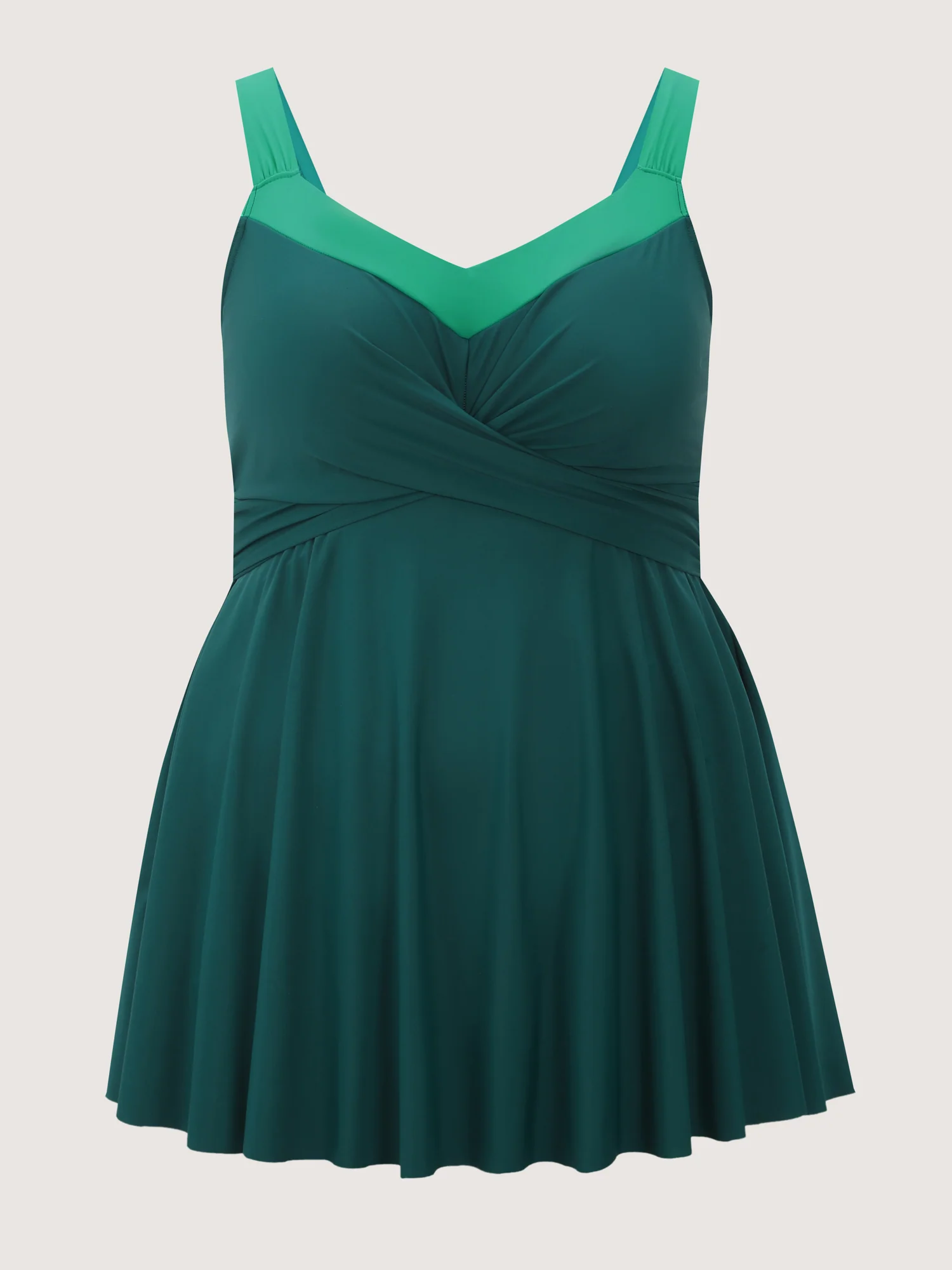 Shrink Pleated Cinched-Flared Swim Dress - Image 9