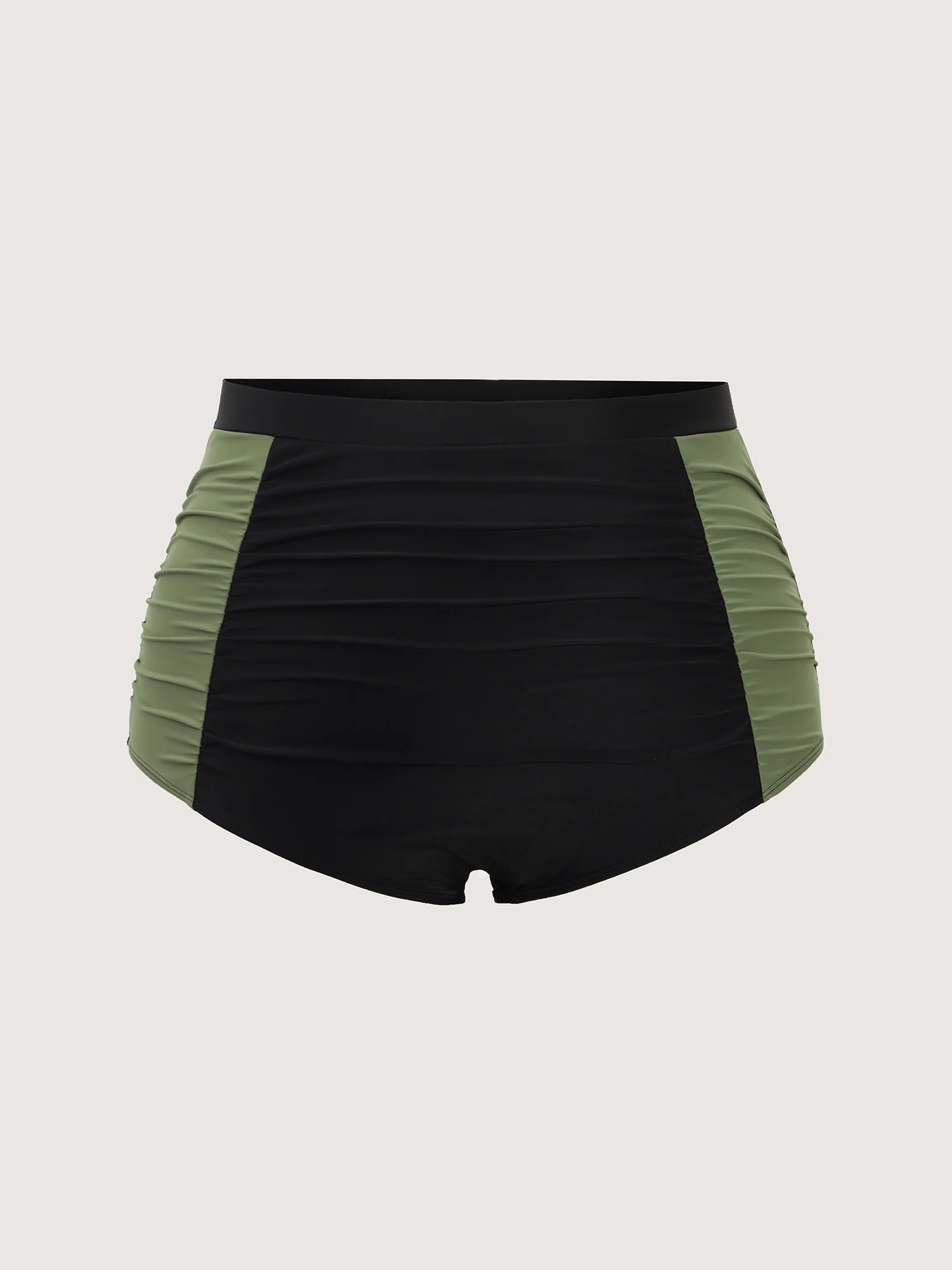 Shrink Pleated High-Waisted Contrast Swim Bottoms - Image 6