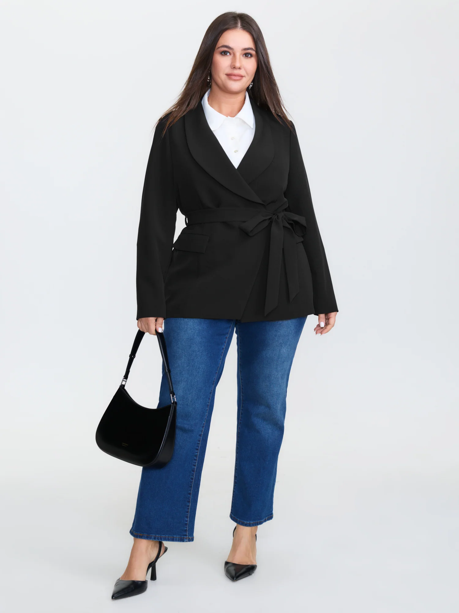 Side Belted Plain Blazer - Image 3