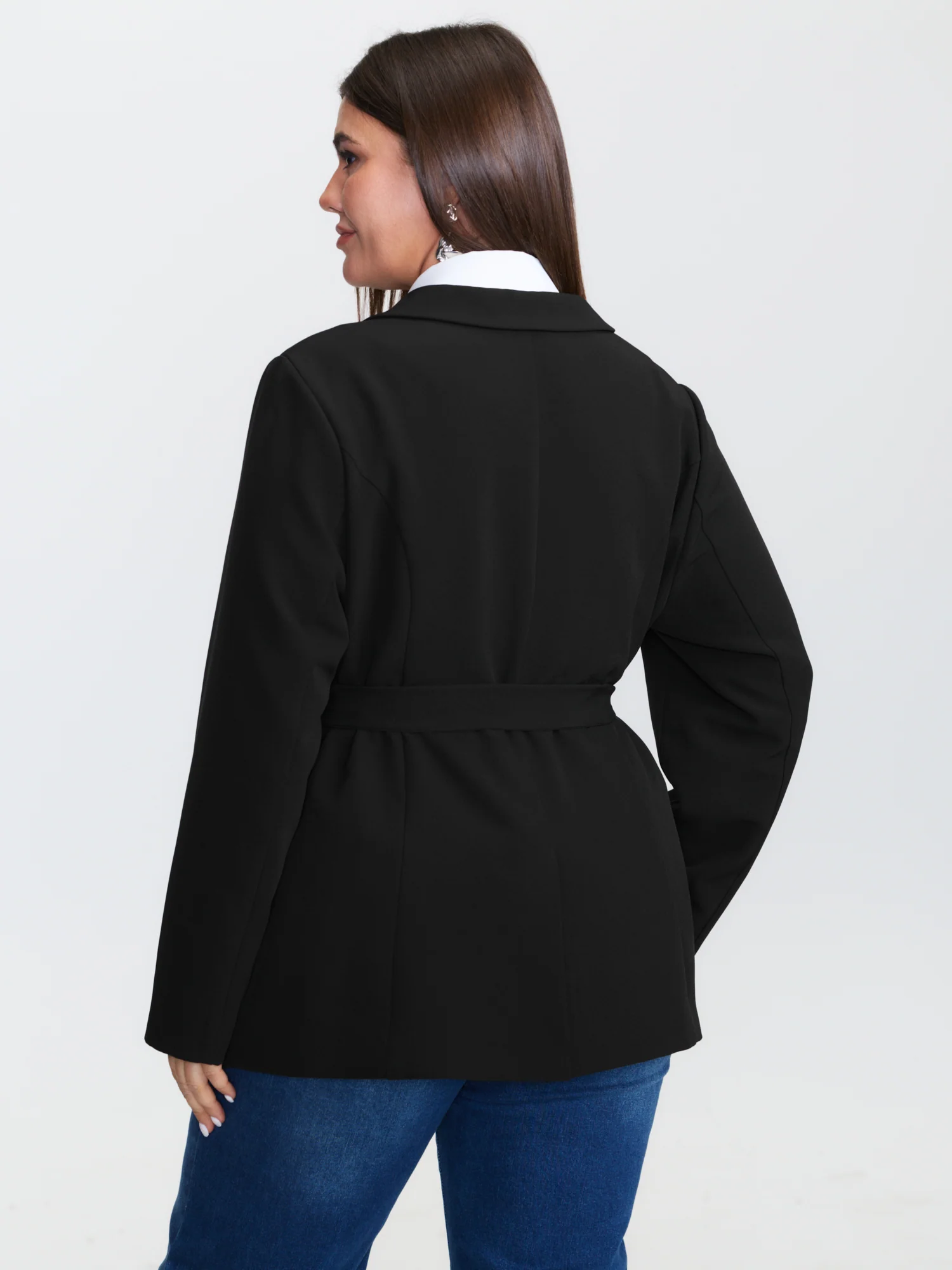 Side Belted Plain Blazer - Image 5