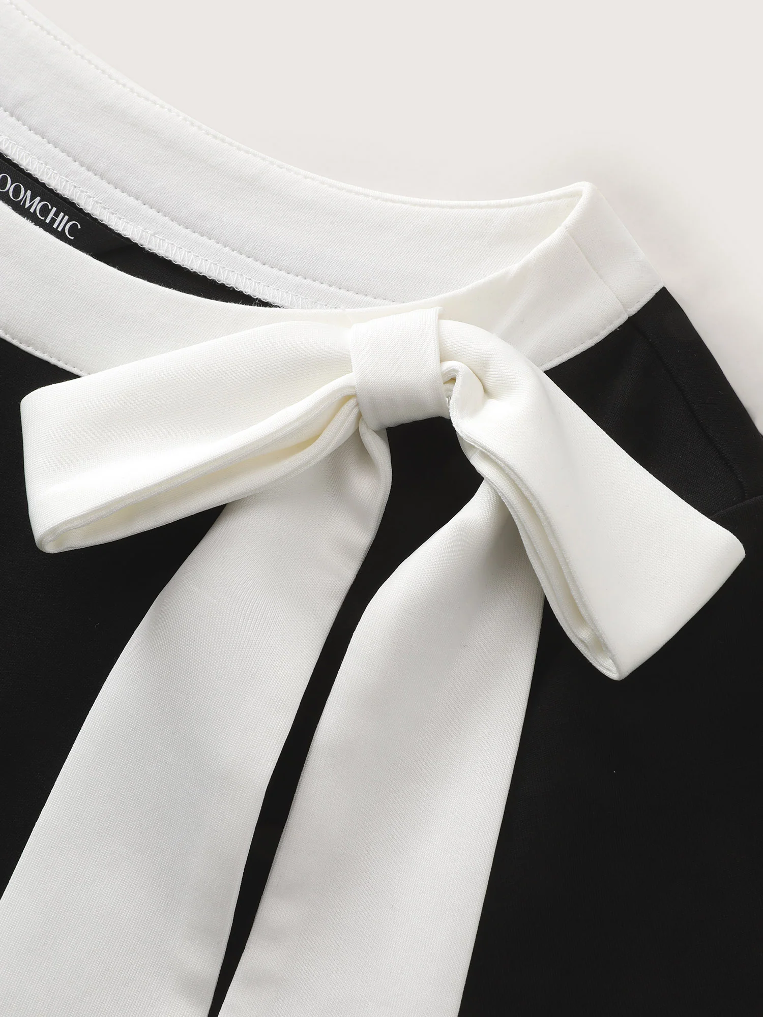 Side Bowknot Color Contrast Midi Dress - Image 5